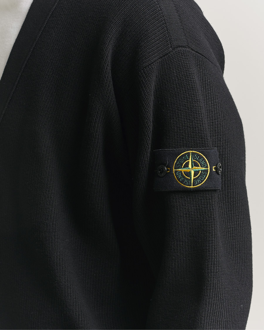 Herren | Pullover | Stone Island | Ribbed Soft Organic Cotton Cardigan Black