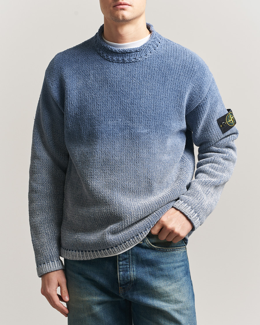 Herren | Pullover | Stone Island | Cotton Chenille Degrade Print Crewneck Dark Blue
