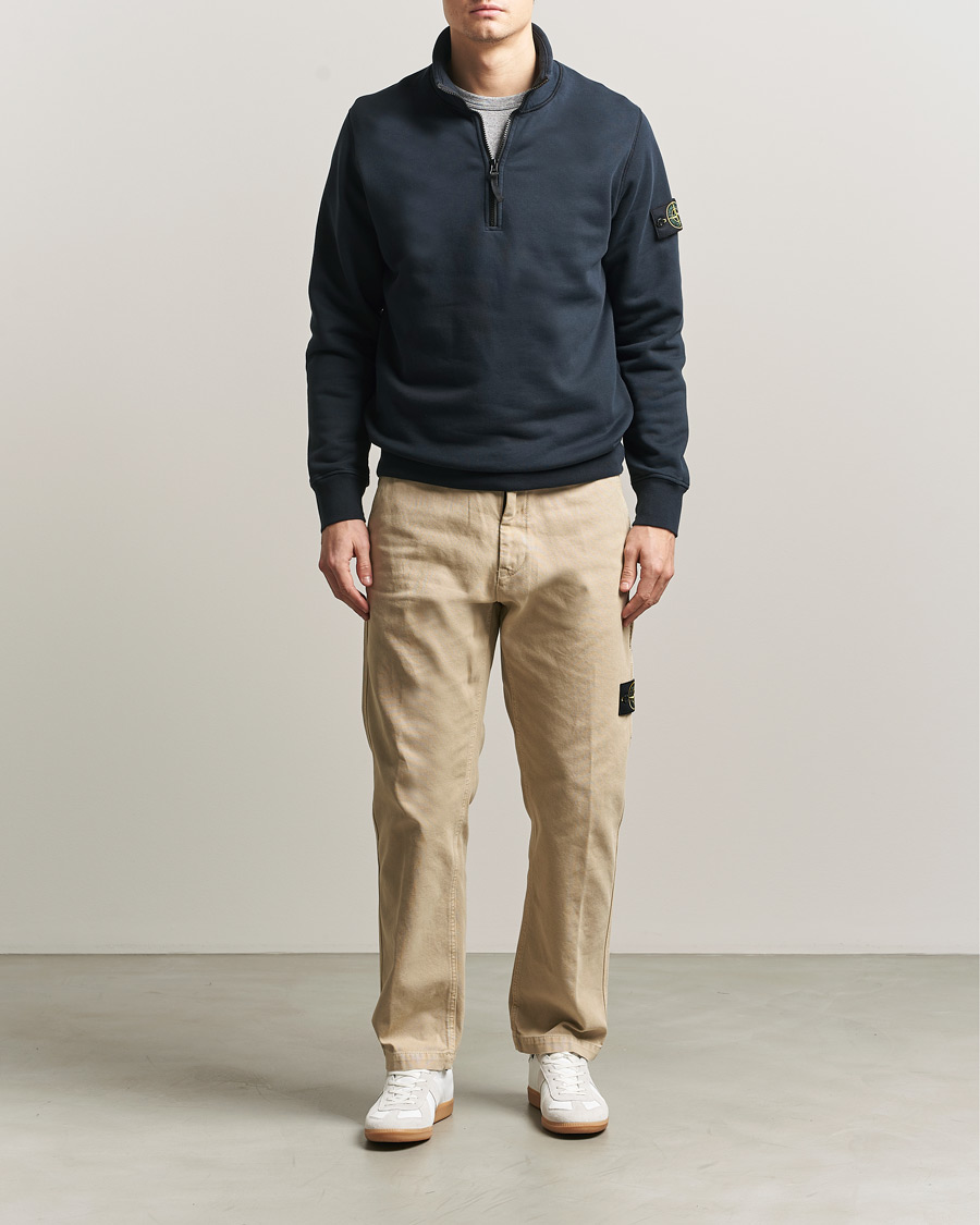 Herren | Pullover | Stone Island | Garment Dyed Fleece Half Zip Navy