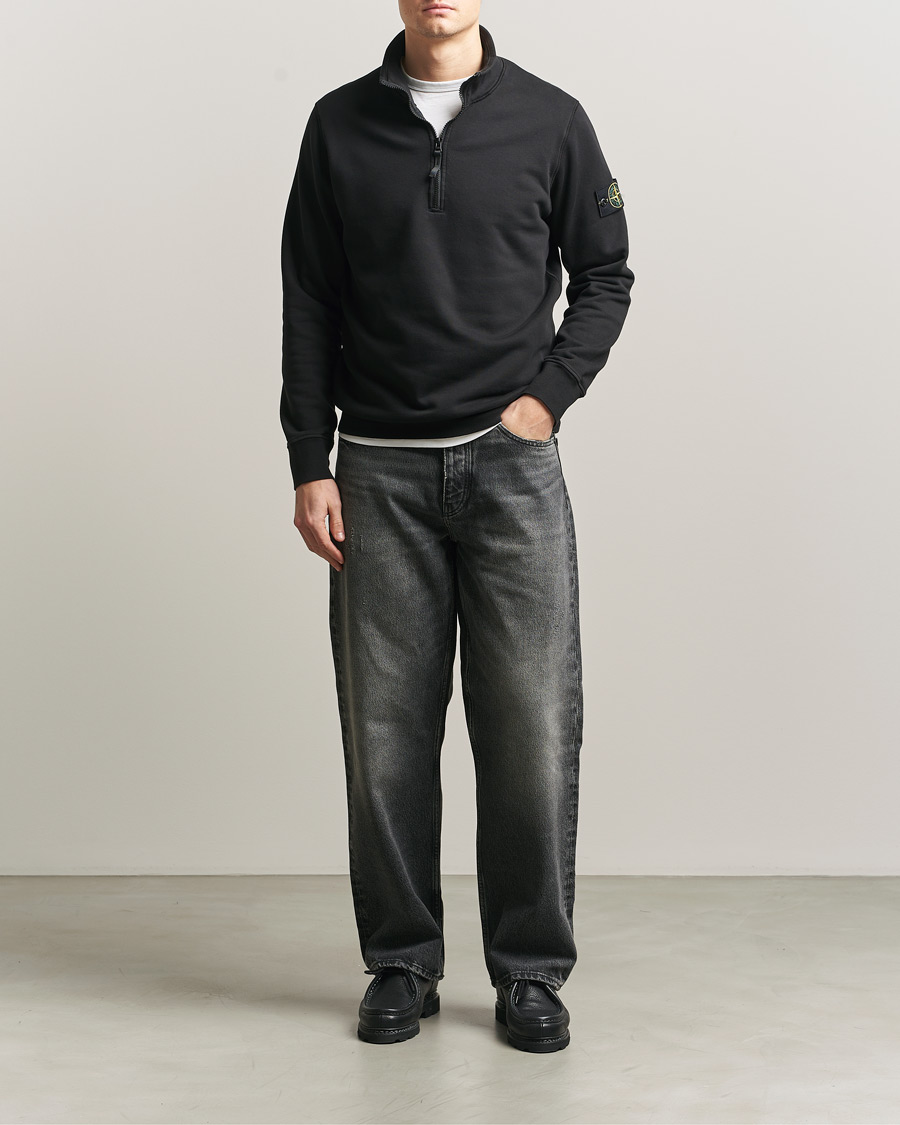 Herren | Pullover | Stone Island | Garment Dyed Fleece Half Zip Black