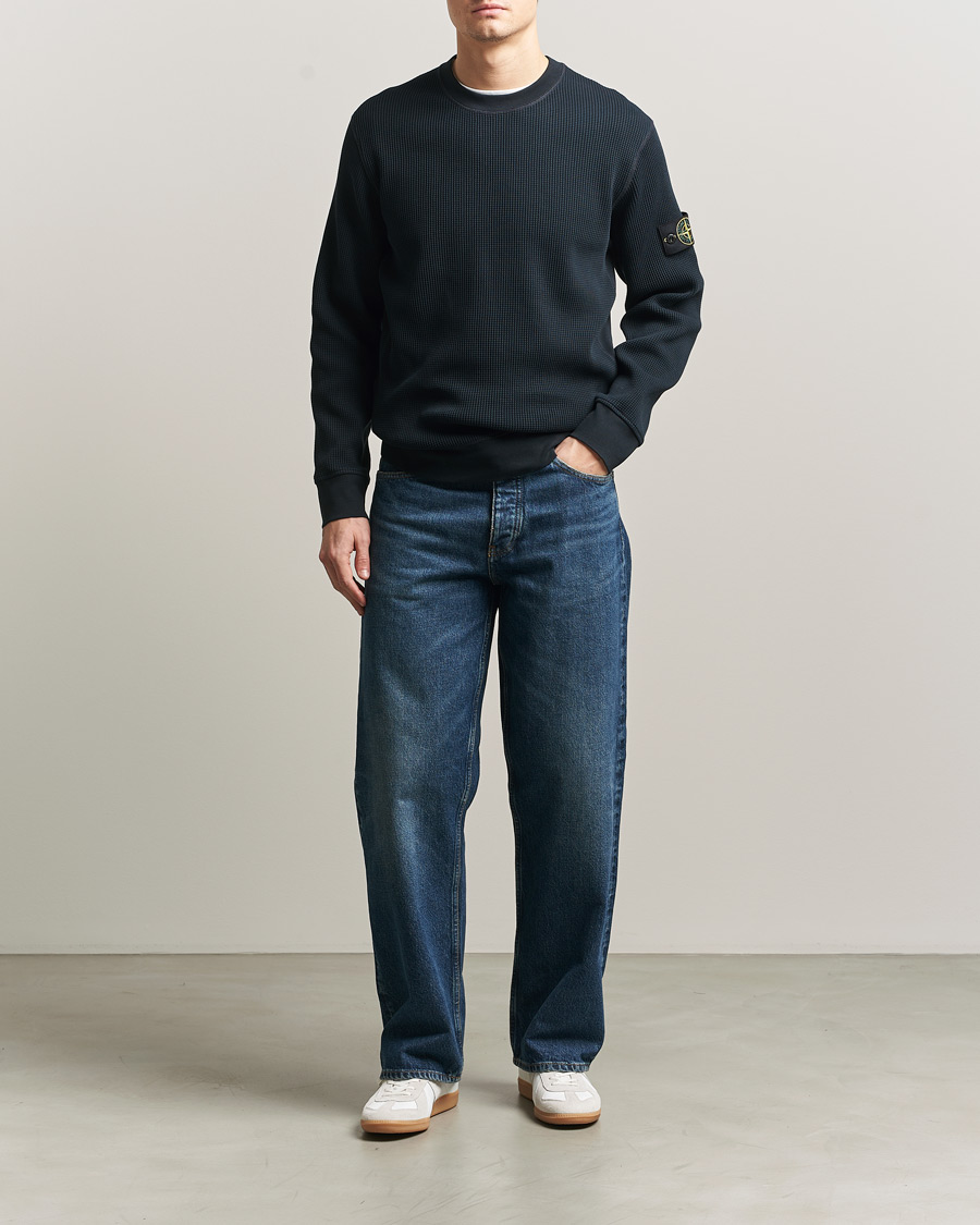 Herren | Pullover | Stone Island | Organic Cotton Waffle Fleece Sweatshirt Navy