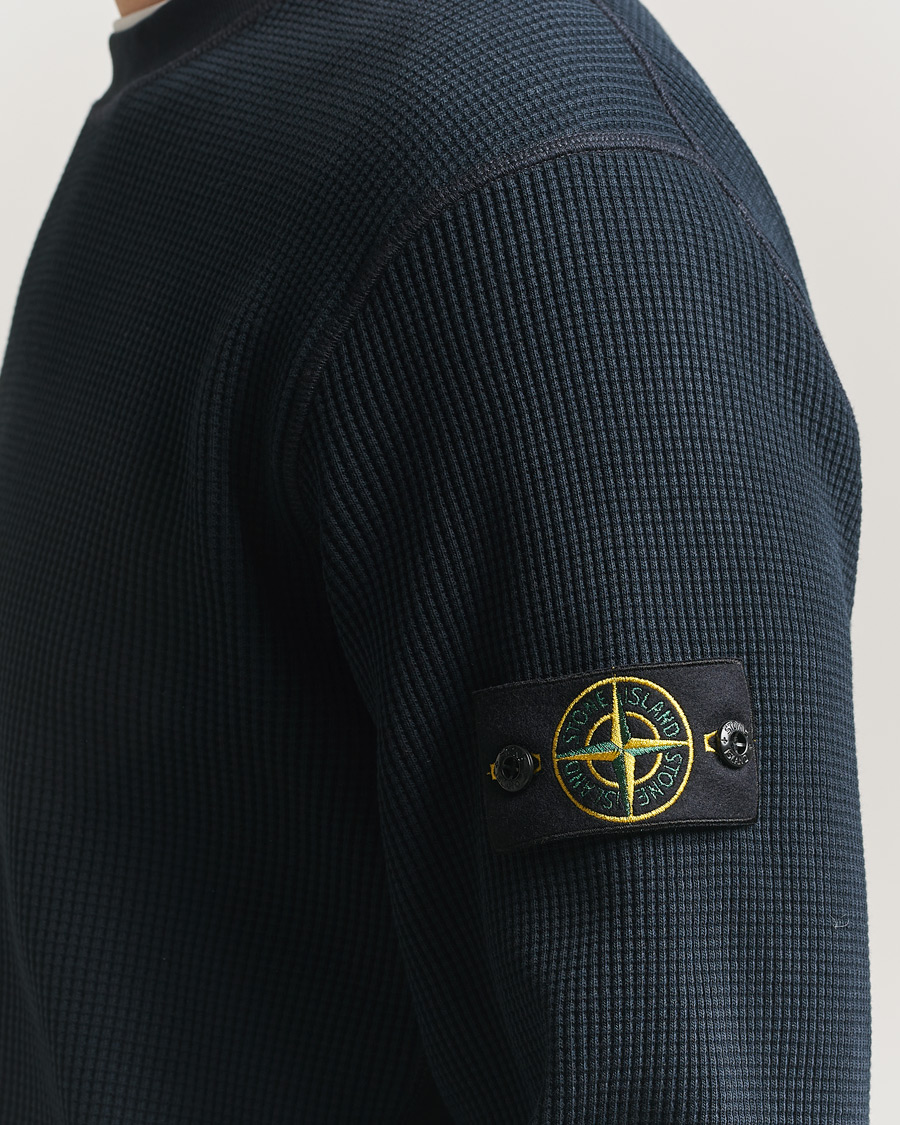 Herren | Pullover | Stone Island | Organic Cotton Waffle Fleece Sweatshirt Navy