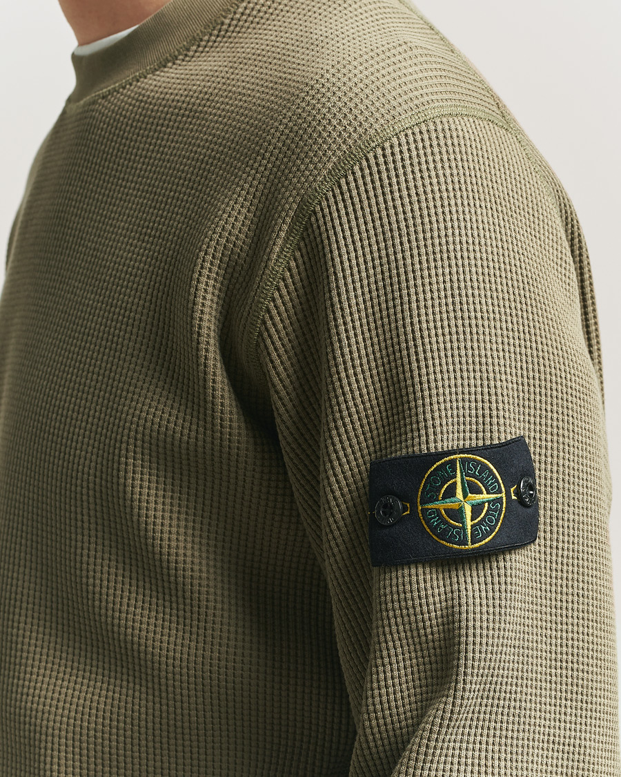Herren | Pullover | Stone Island | Organic Cotton Waffle Fleece Sweatshirt Military