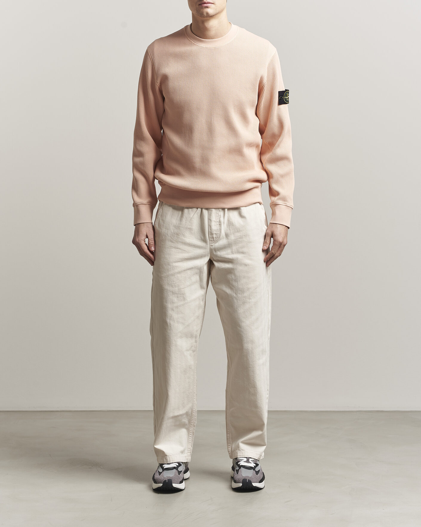Herren | Pullover | Stone Island | Organic Cotton Waffle Fleece Sweatshirt Plaster Pink