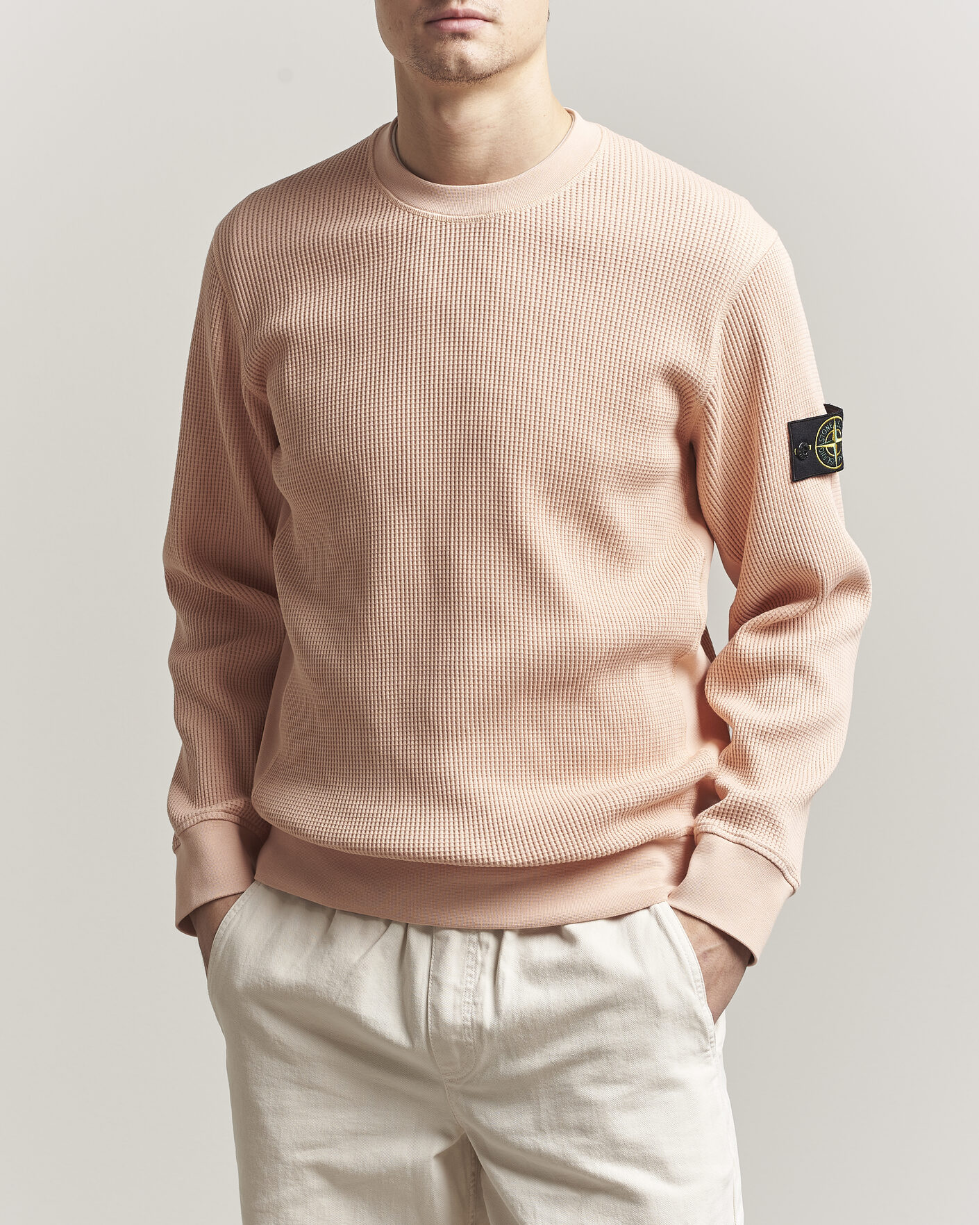 Herren | Pullover | Stone Island | Organic Cotton Waffle Fleece Sweatshirt Plaster Pink