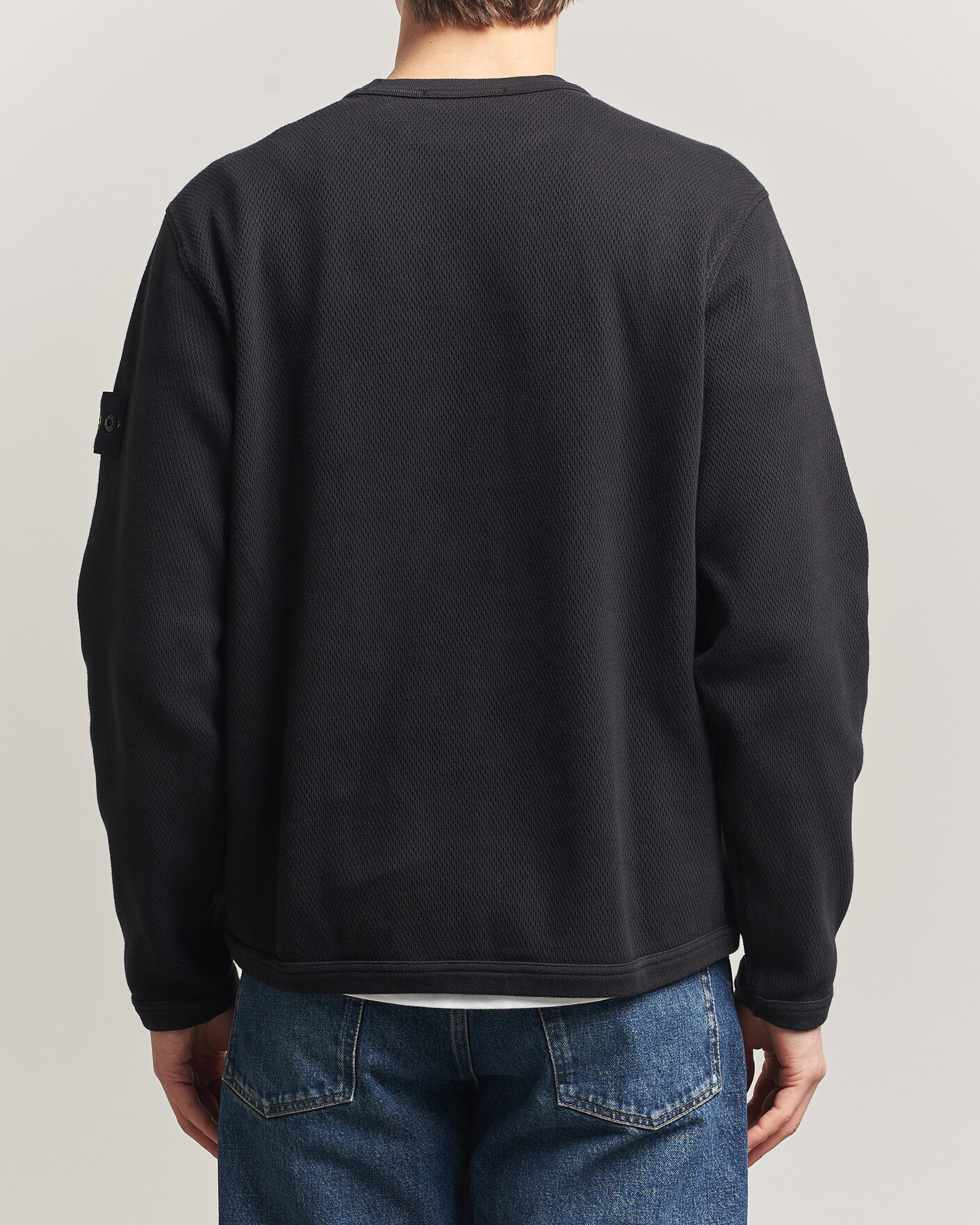 Herren | Pullover | Stone Island | Mesh Stitch Organic Cotton Fleece Crewneck Black