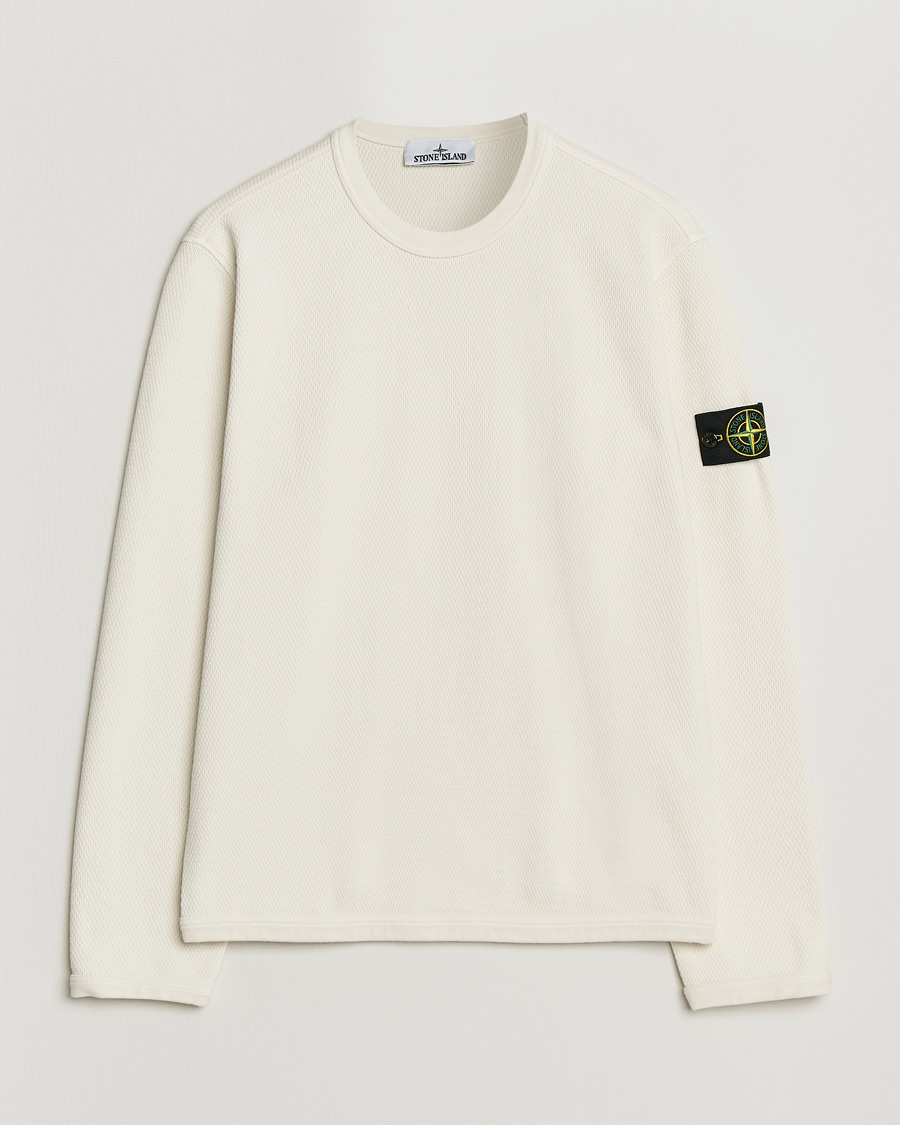 Herren | Pullover | Stone Island | Mesh Stitch Organic Cotton Fleece Crewneck Ivory