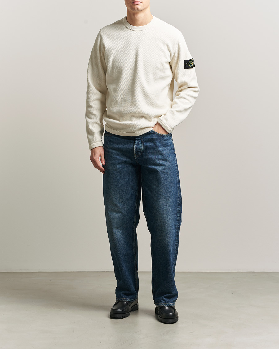 Herren | Pullover | Stone Island | Mesh Stitch Organic Cotton Fleece Crewneck Ivory