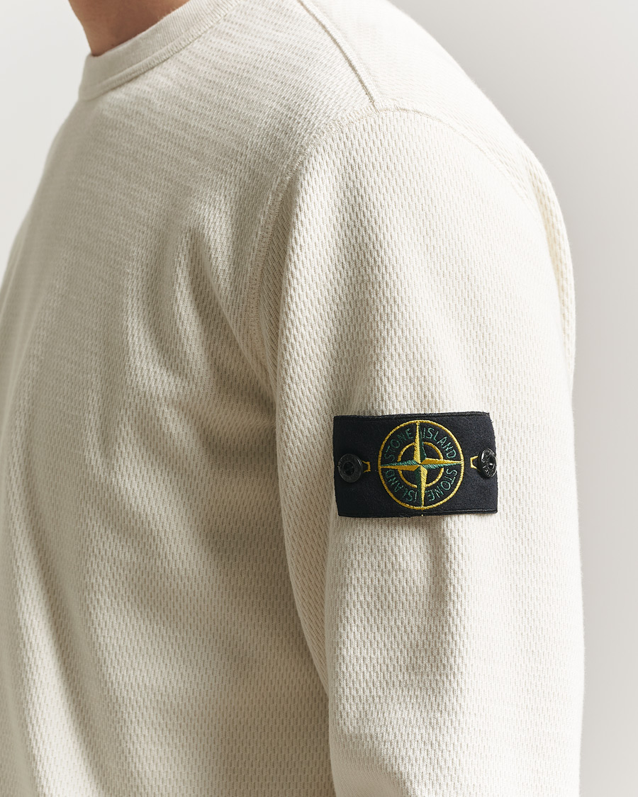 Herren | Pullover | Stone Island | Mesh Stitch Organic Cotton Fleece Crewneck Ivory