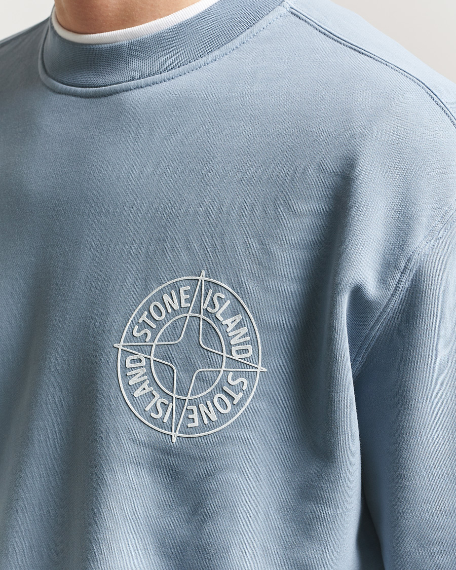 Herren | Pullover | Stone Island | Cotton Fleece Printed Logo Sweatshirt Dark Blue