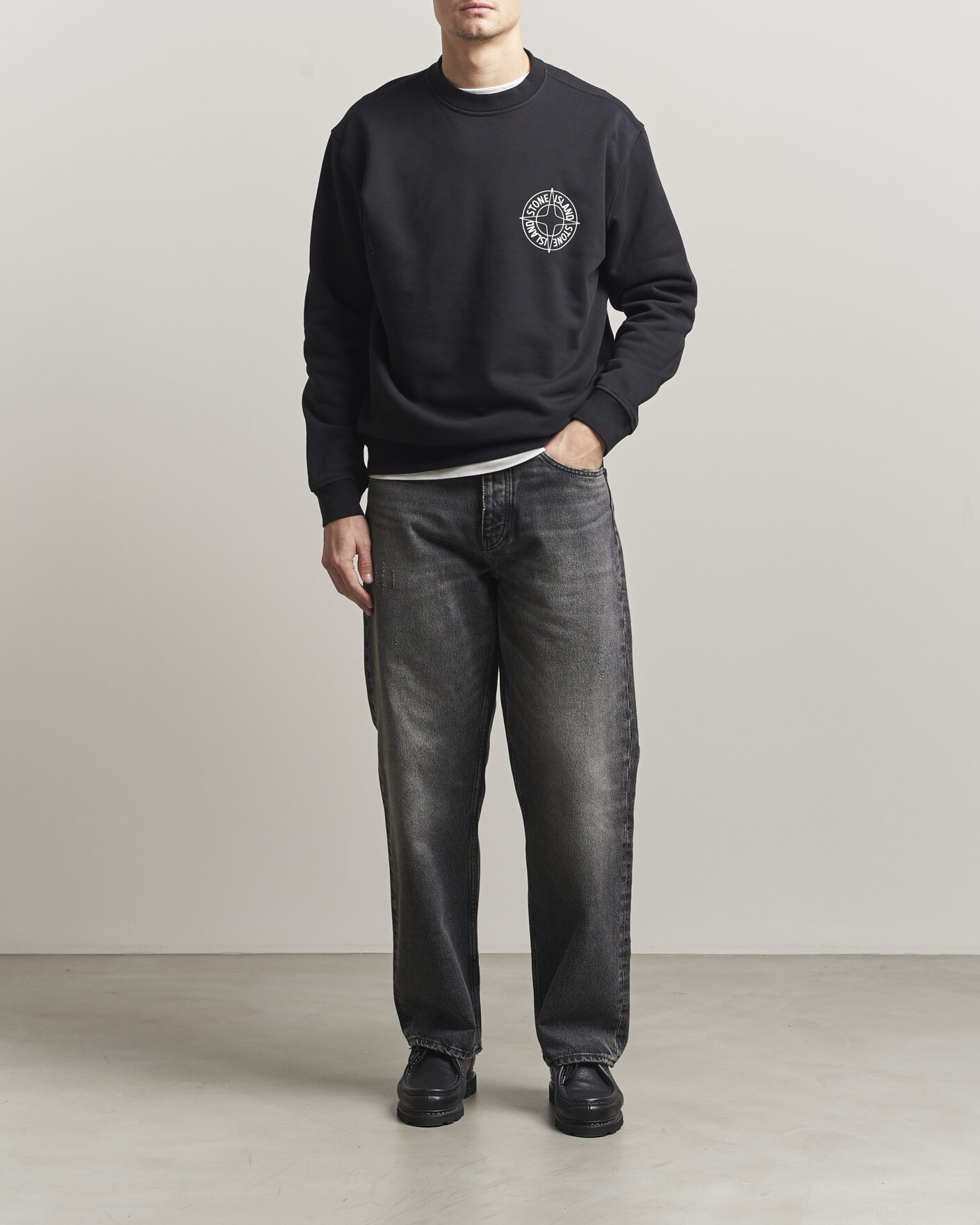 Herren | Pullover | Stone Island | Cotton Fleece Printed Logo Sweatshirt Black