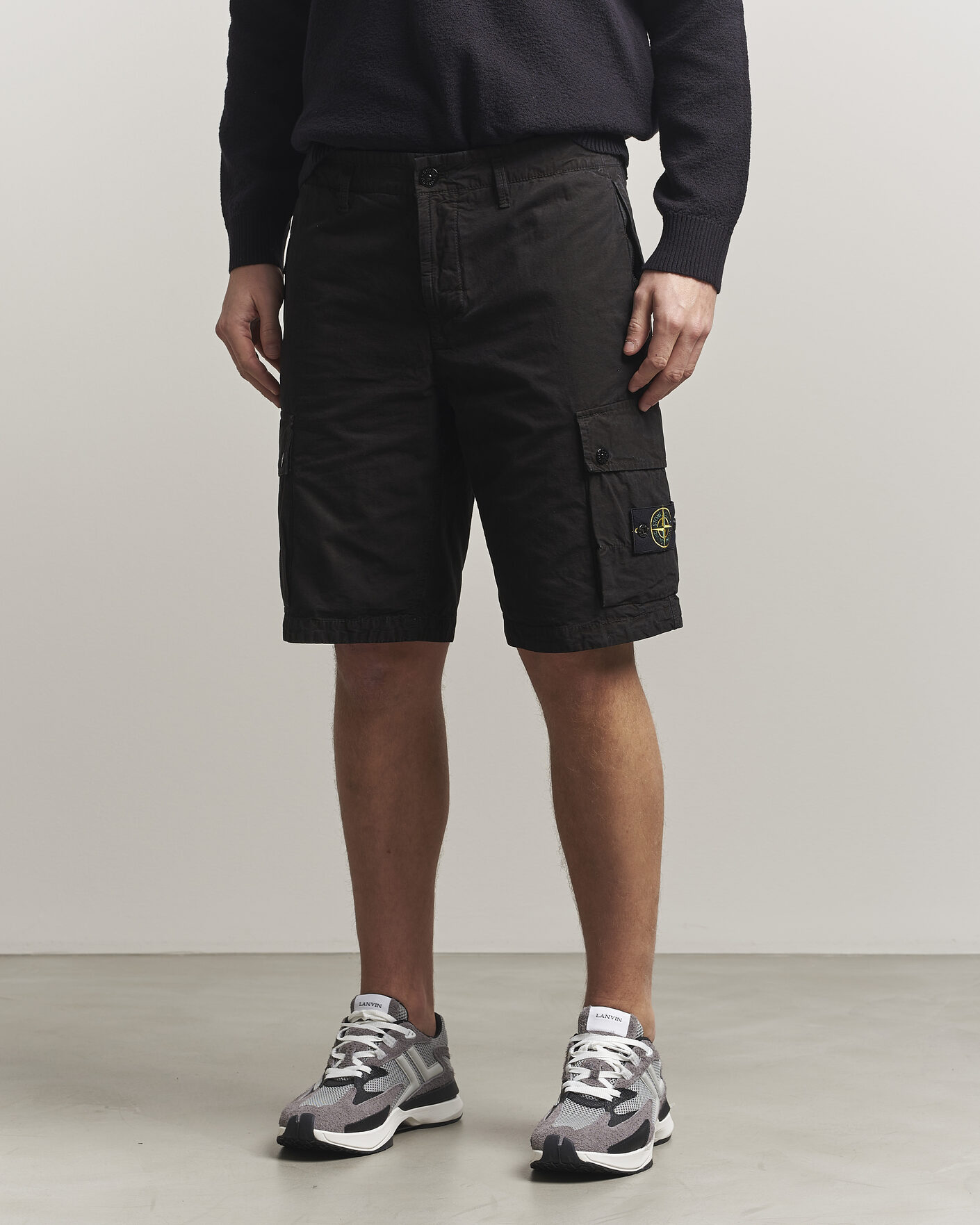 Herren | Shorts | Stone Island | Brushed Cotton Canvas Cargo Shorts Black