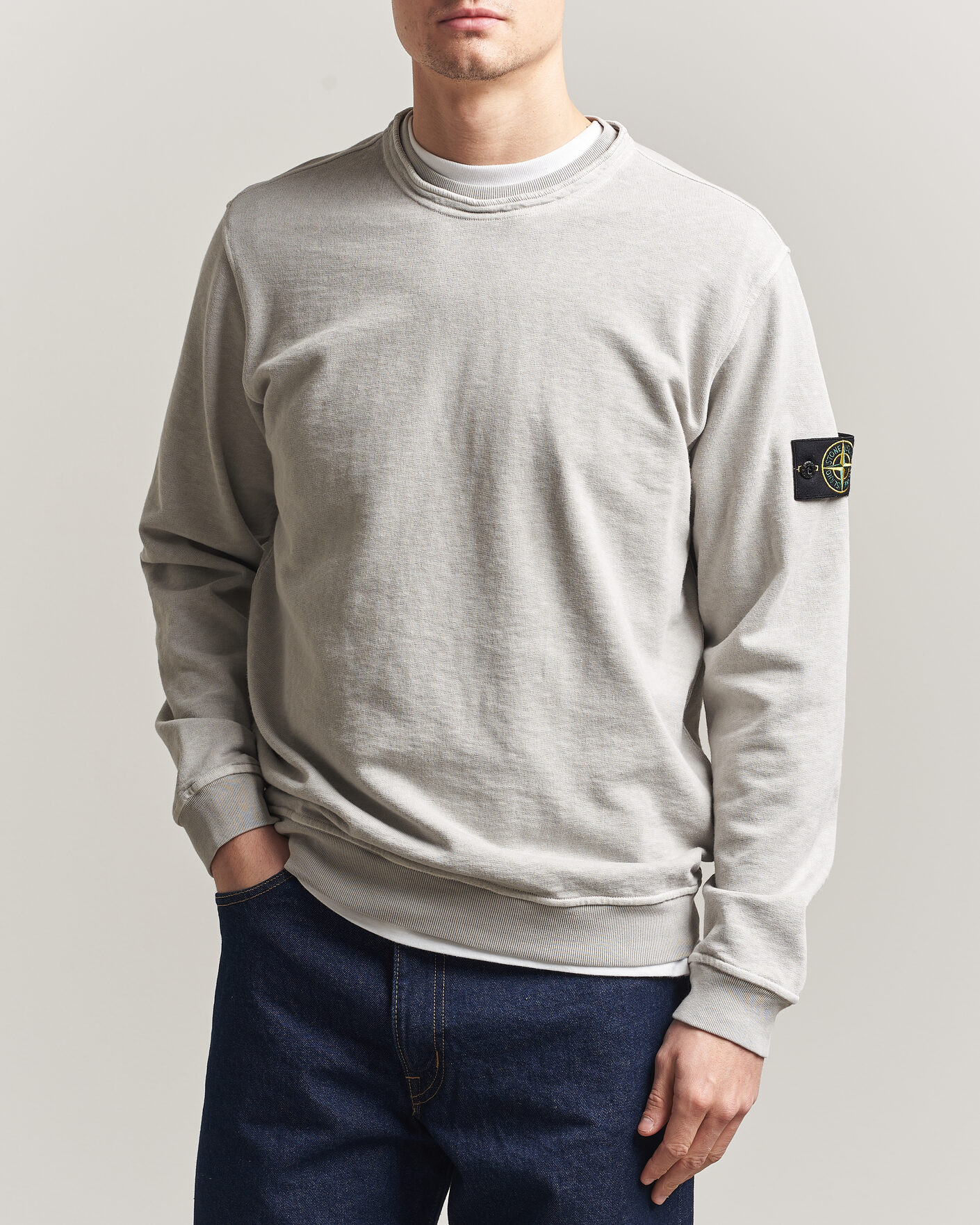 Herren | Pullover | Stone Island | Old Dyed Cotton Sweatshirt Pearl Grey
