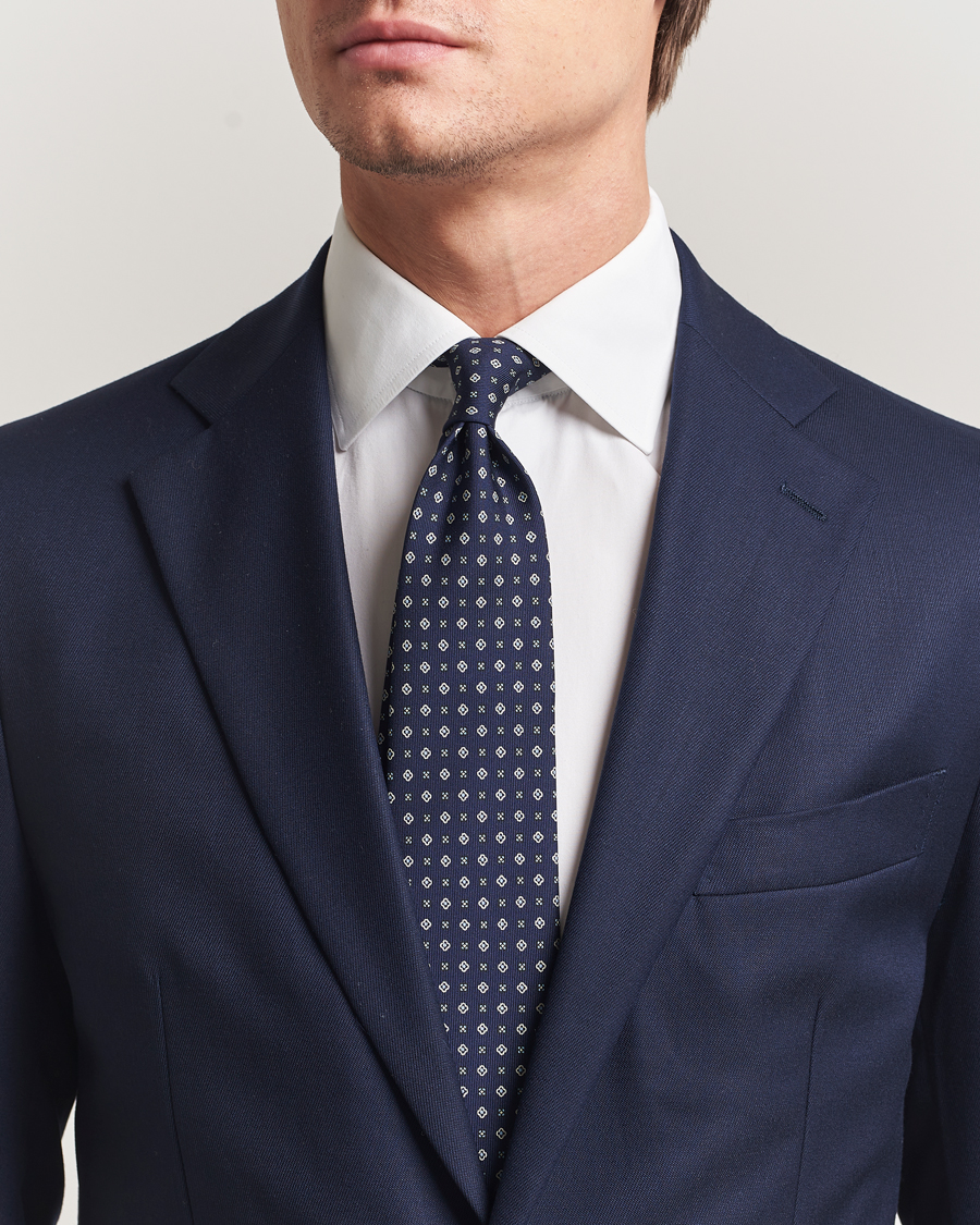 Herren | Krawatten | E. Marinella | 3-Fold Printed Silk Tie Navy