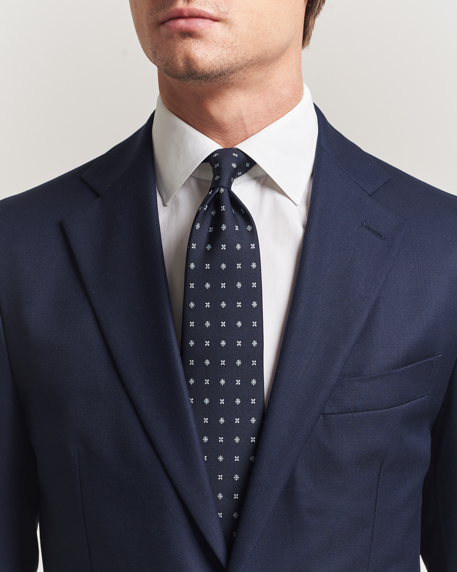 Herren | Krawatten | E. Marinella | 3-Fold Printed Silk Tie Navy