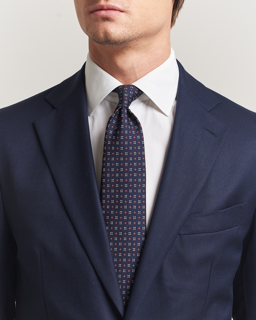 Herren | Krawatten | E. Marinella | 3-Fold Printed Silk Tie Navy