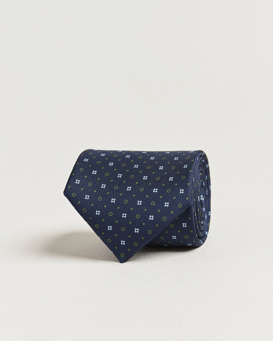 Herren | Krawatten | E. Marinella | 3-Fold Printed Silk Tie Dark Blue