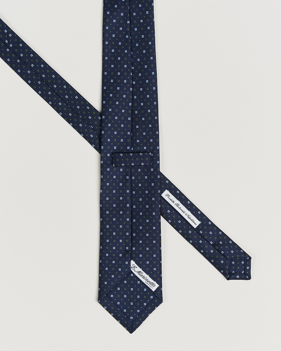 Herren | Krawatten | E. Marinella | 3-Fold Printed Silk Tie Dark Blue