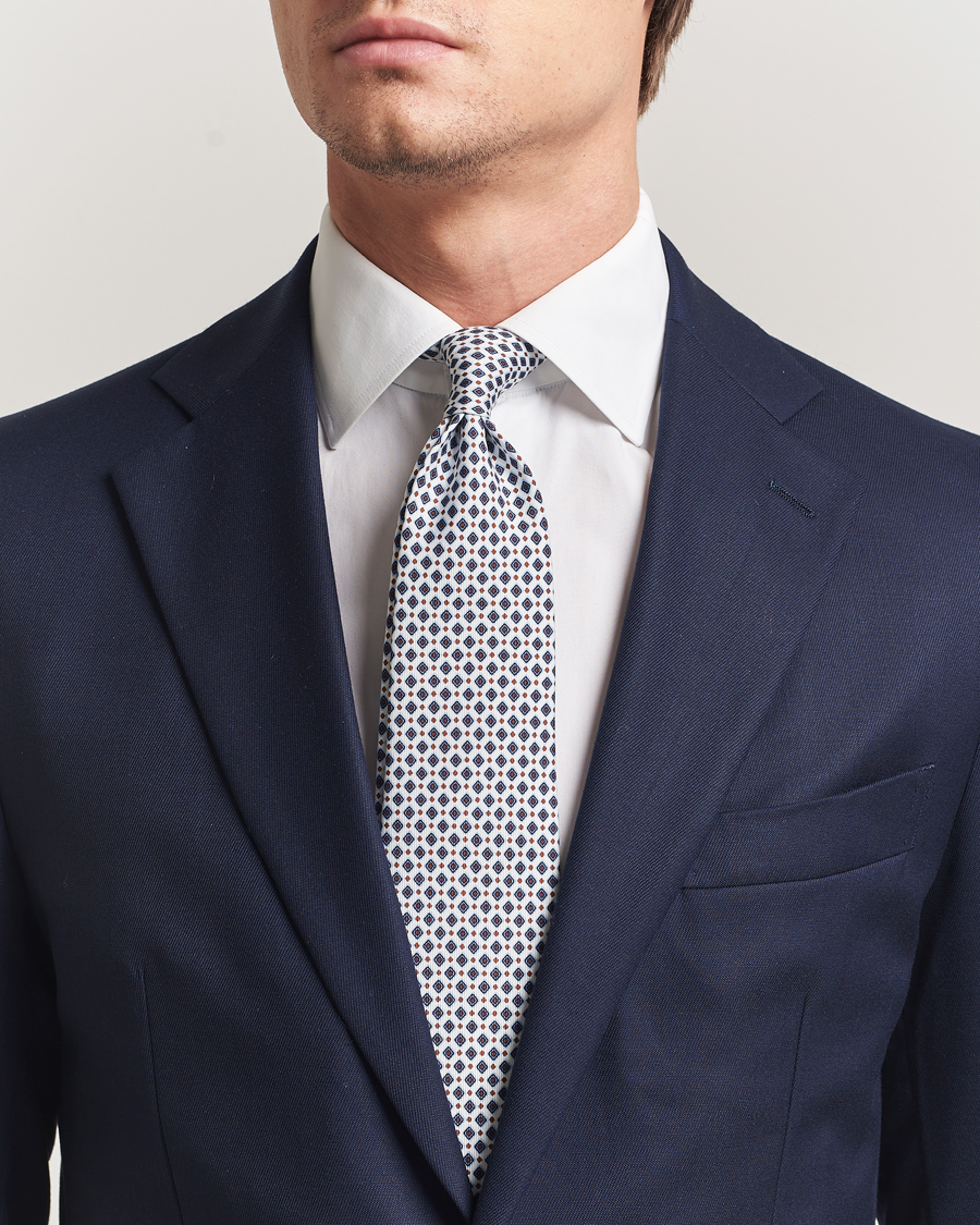 Herren | Krawatten | E. Marinella | 3-Fold Printed Silk Tie Blue/White