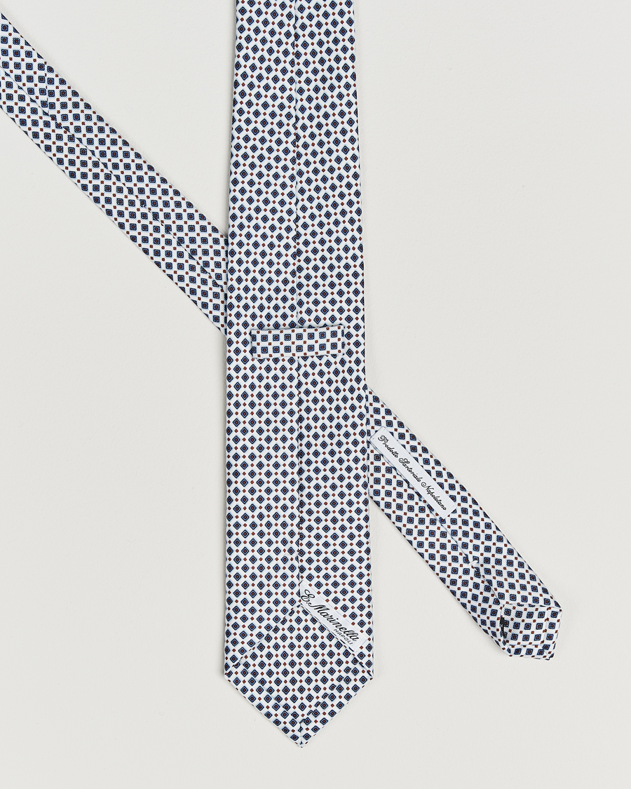 Herren | Krawatten | E. Marinella | 3-Fold Printed Silk Tie Blue/White