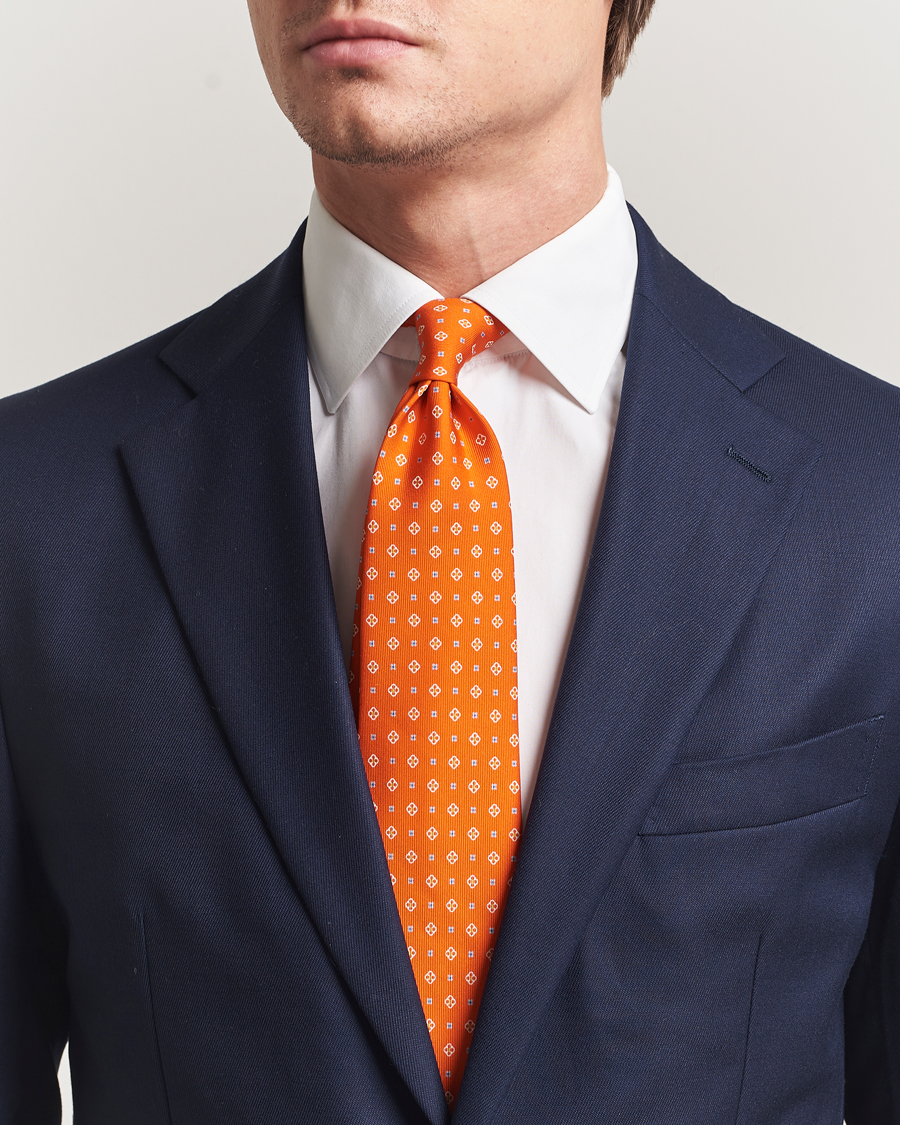 Herren | Krawatten | E. Marinella | 3-Fold Printed Silk Tie Orange
