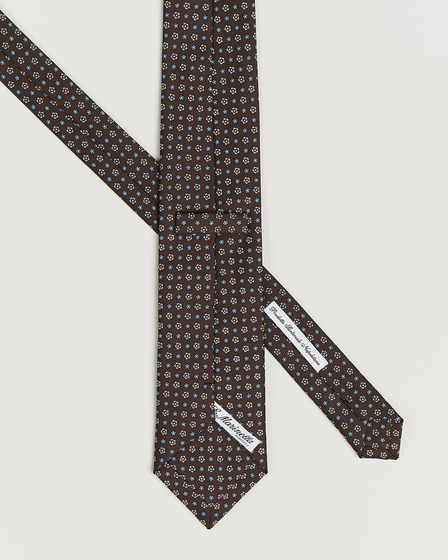 Herren | Krawatten | E. Marinella | 3-Fold Printed Silk Tie Brown