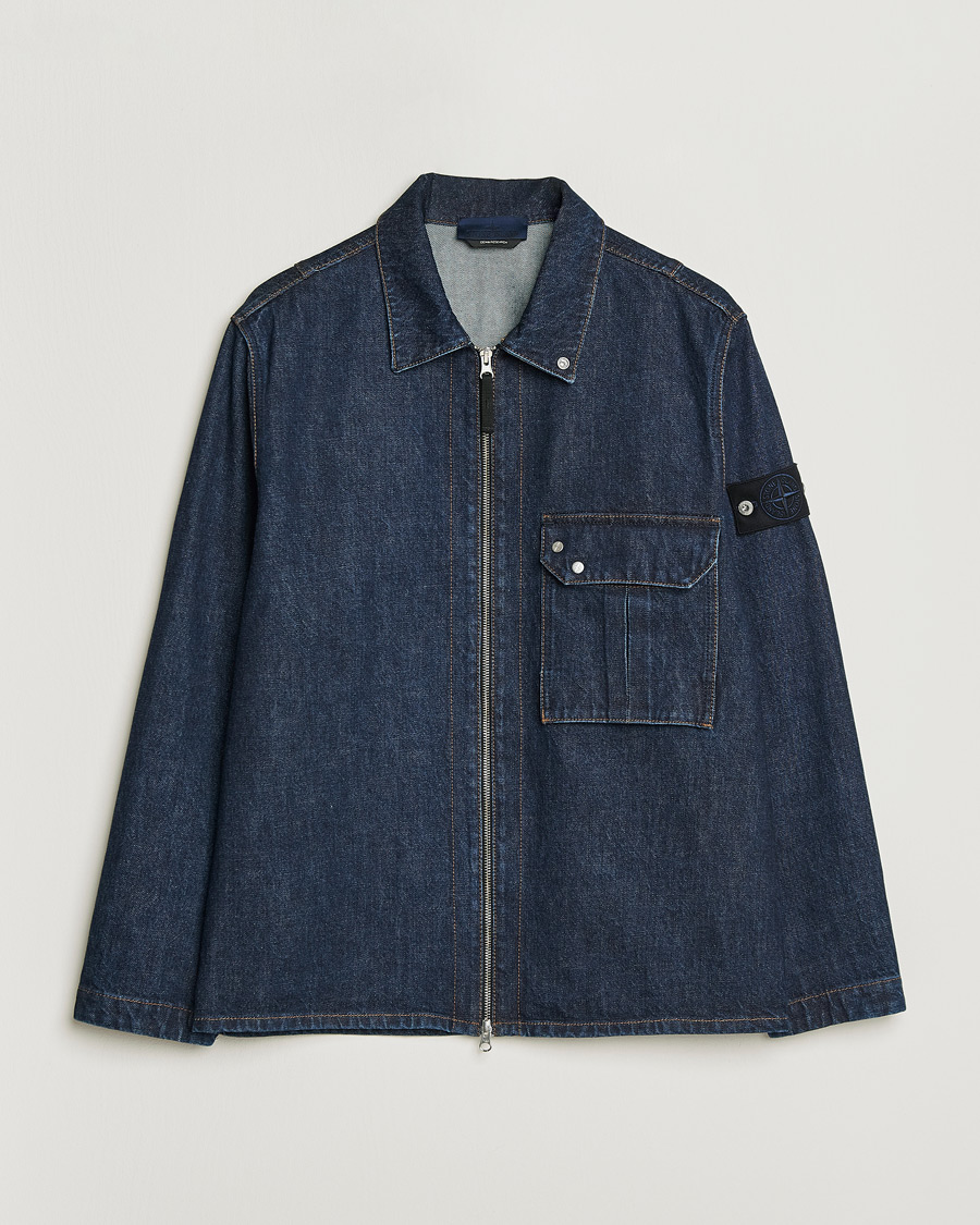 Herren | Jacken | Stone Island | Denim Zip Shirt Jacket Blue Rinse