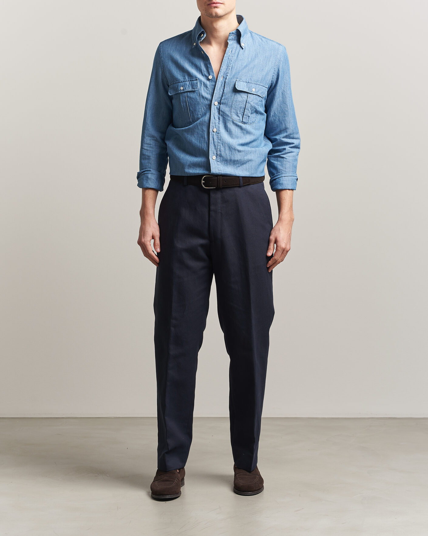 Herren | Hemden | Finamore Napoli | Double Pocket Overshirt Light Blue