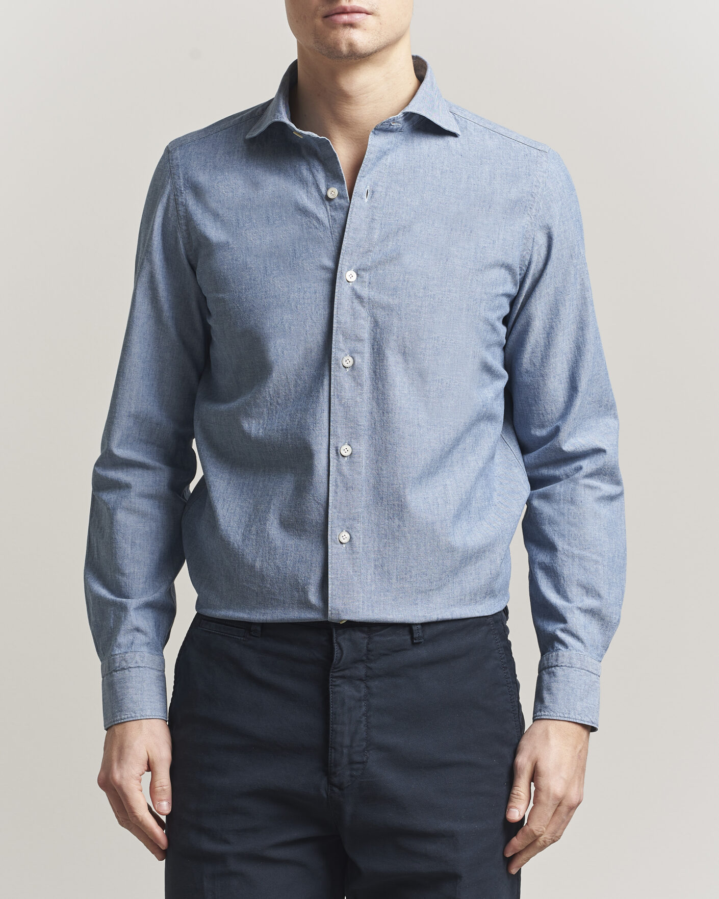Herren | Hemden | Finamore Napoli | Gaeta Chambray Shirt Light Blue