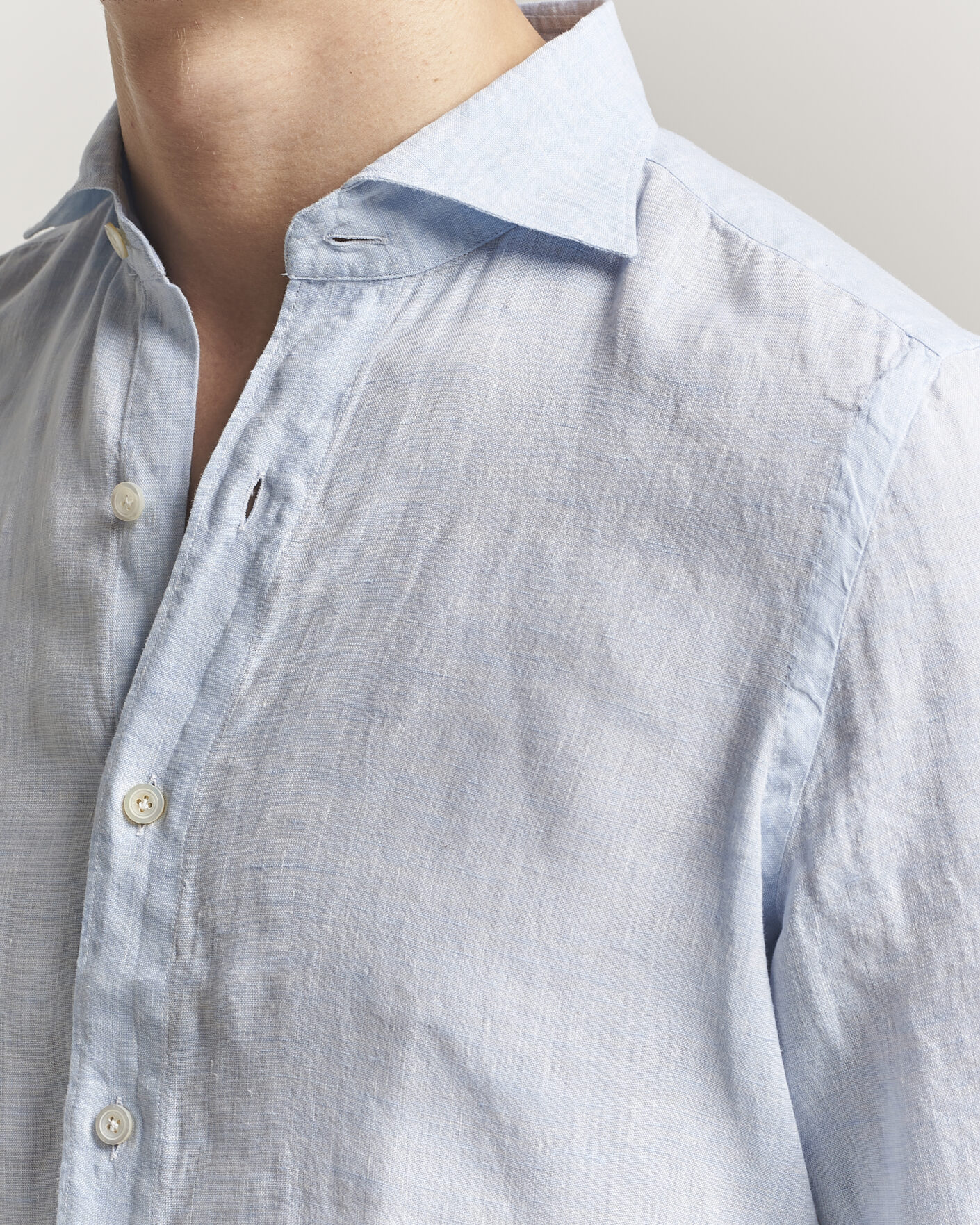 Herren | Hemden | Finamore Napoli | Gaeta Linen Shirt Light Blue