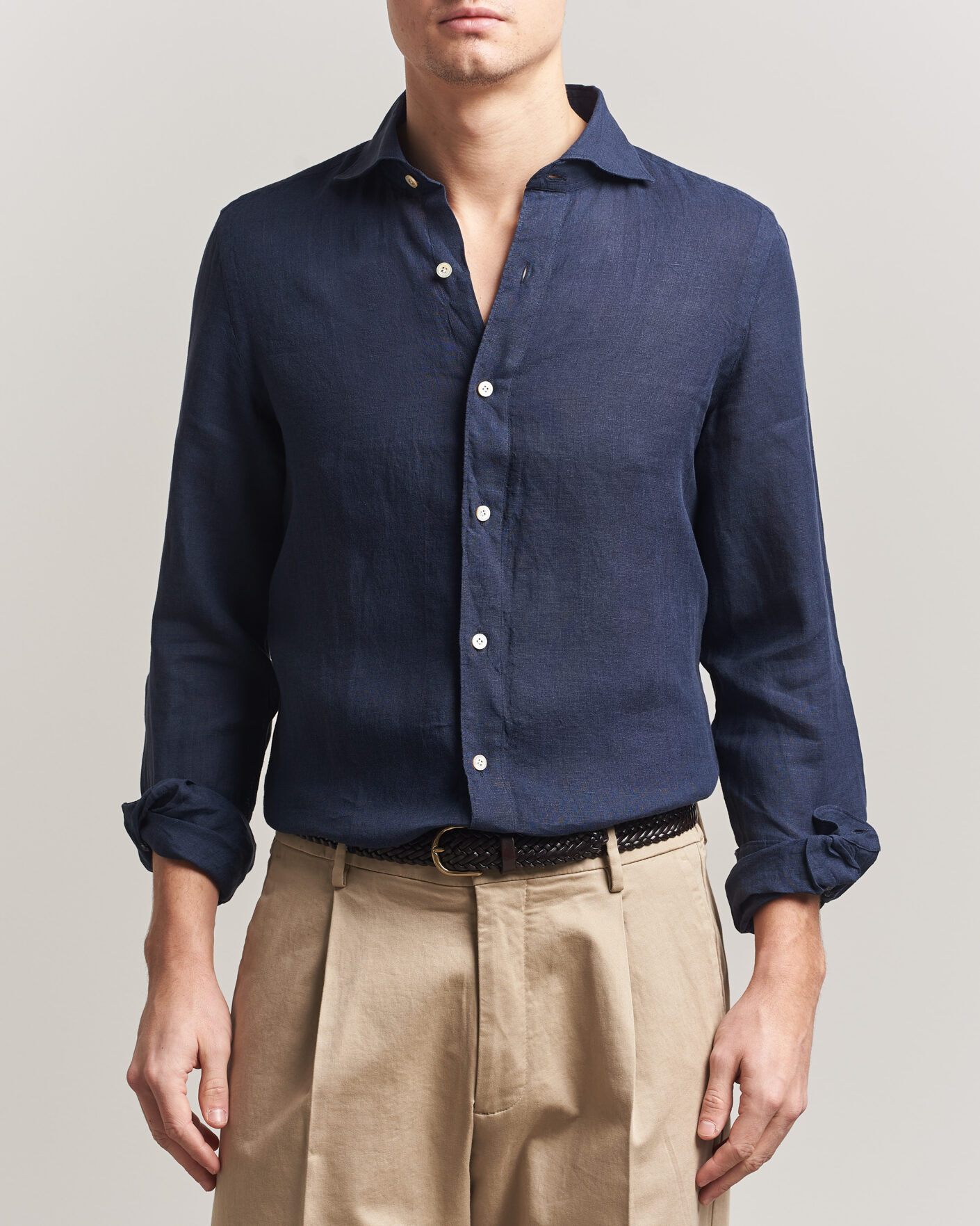Herren | Hemden | Finamore Napoli | Gaeta Linen Shirt Navy