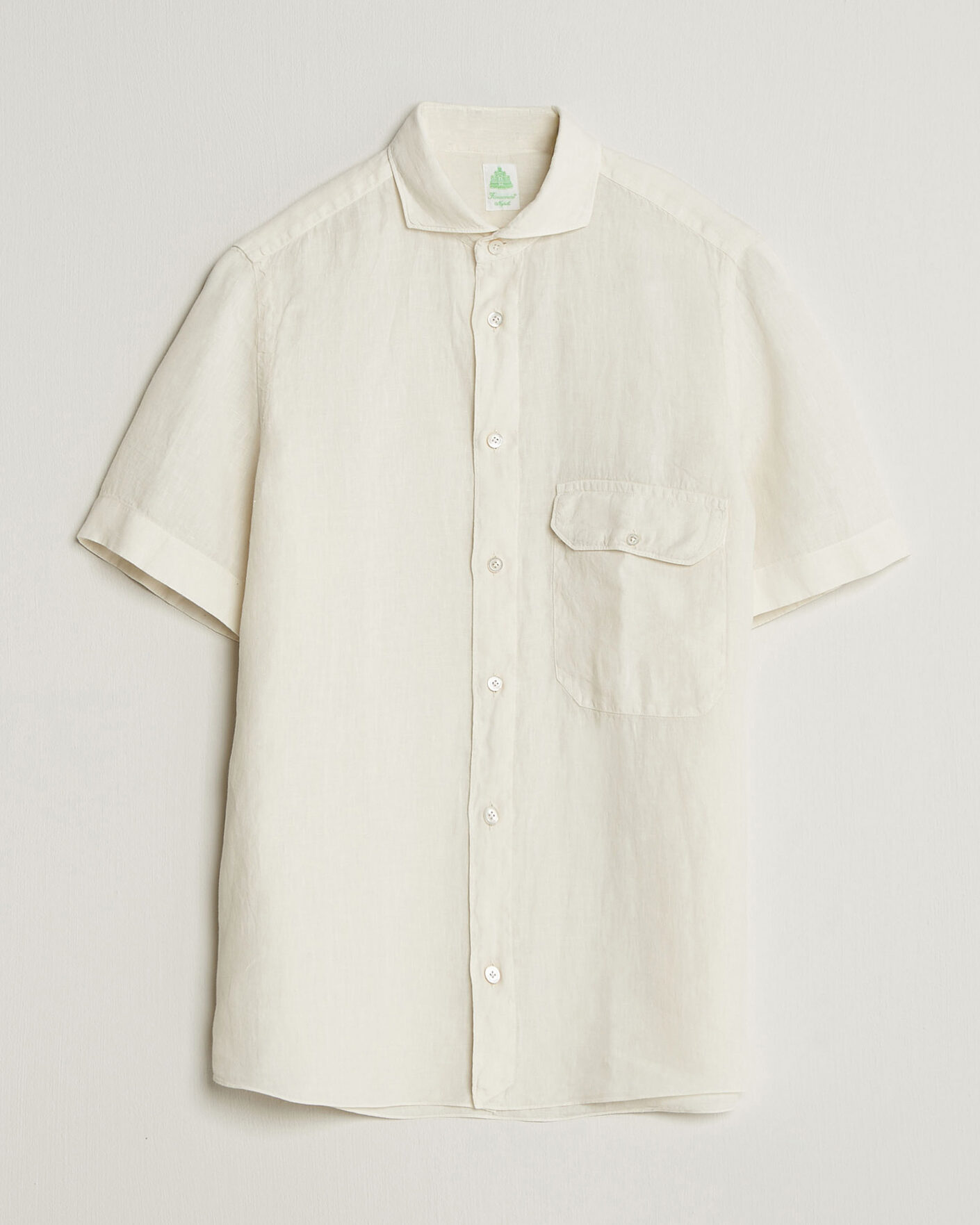 Herren | Hemden | Finamore Napoli | Linen Short Sleeve Sport Shirt Off White