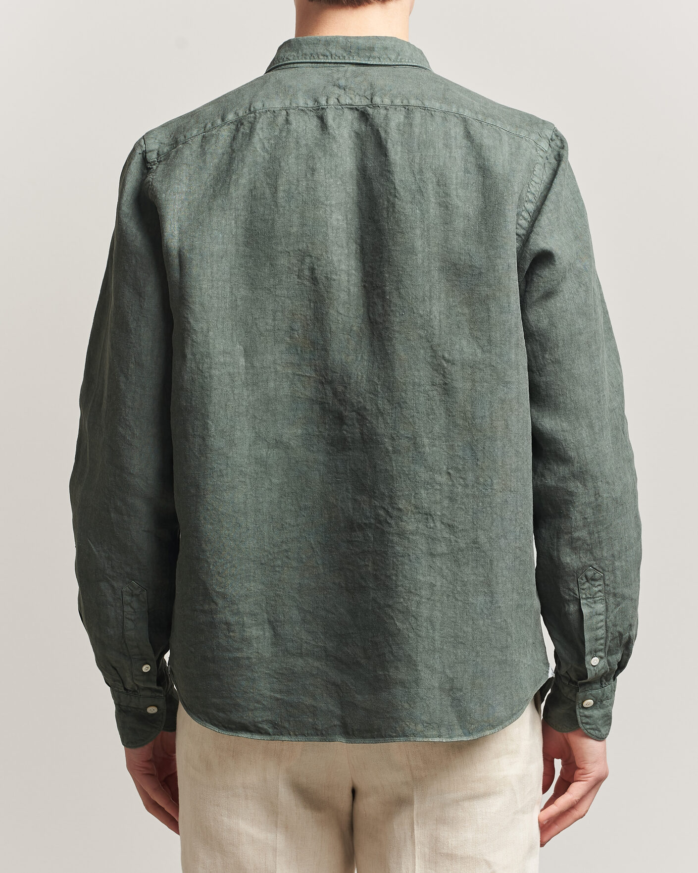 Herren | Hemden | Finamore Napoli | Salina Garment Dyed Linen Overshirt Dark Green