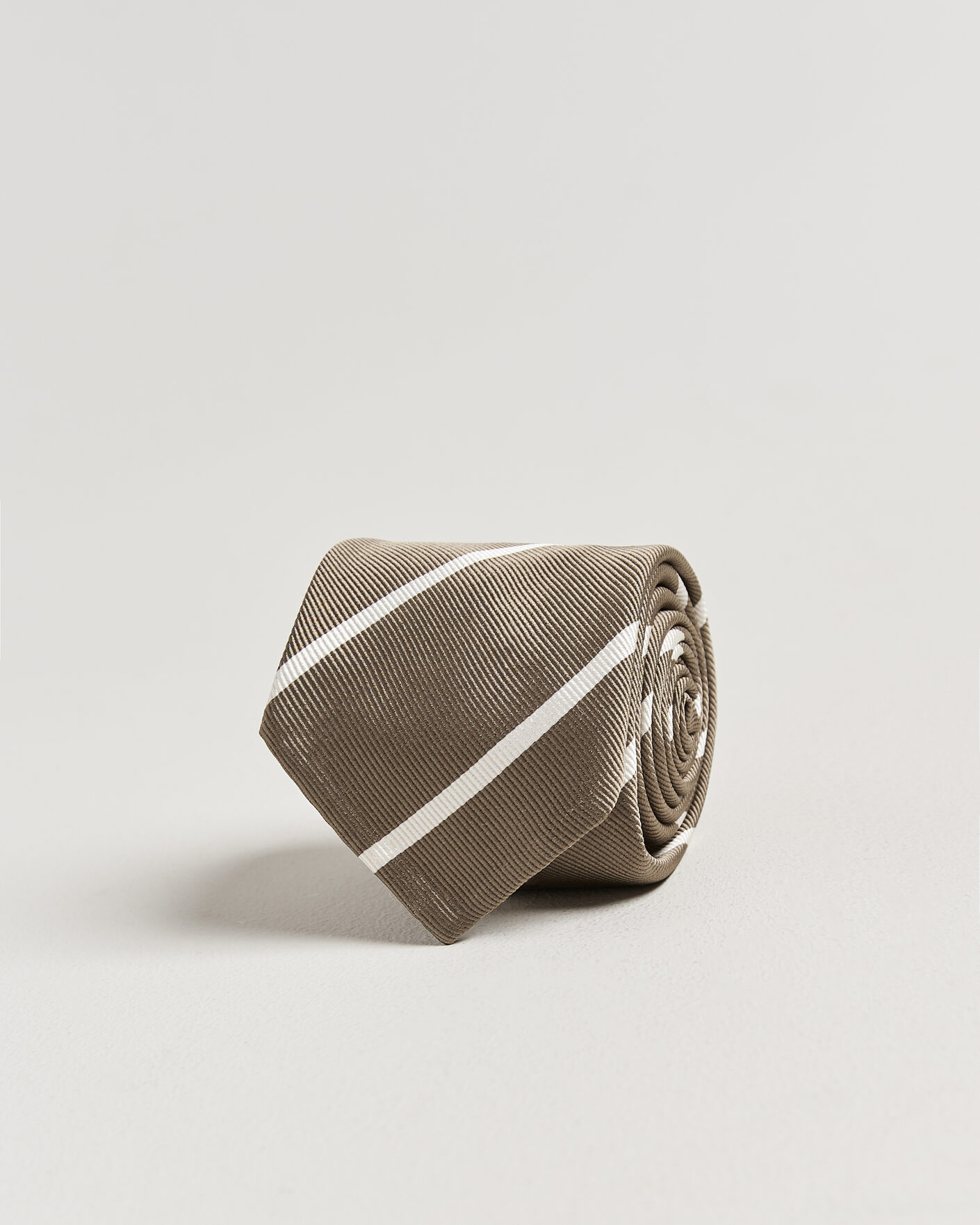 Herren | Krawatten | Finamore Napoli | Regimental Stripe Silk Tie Olive/White