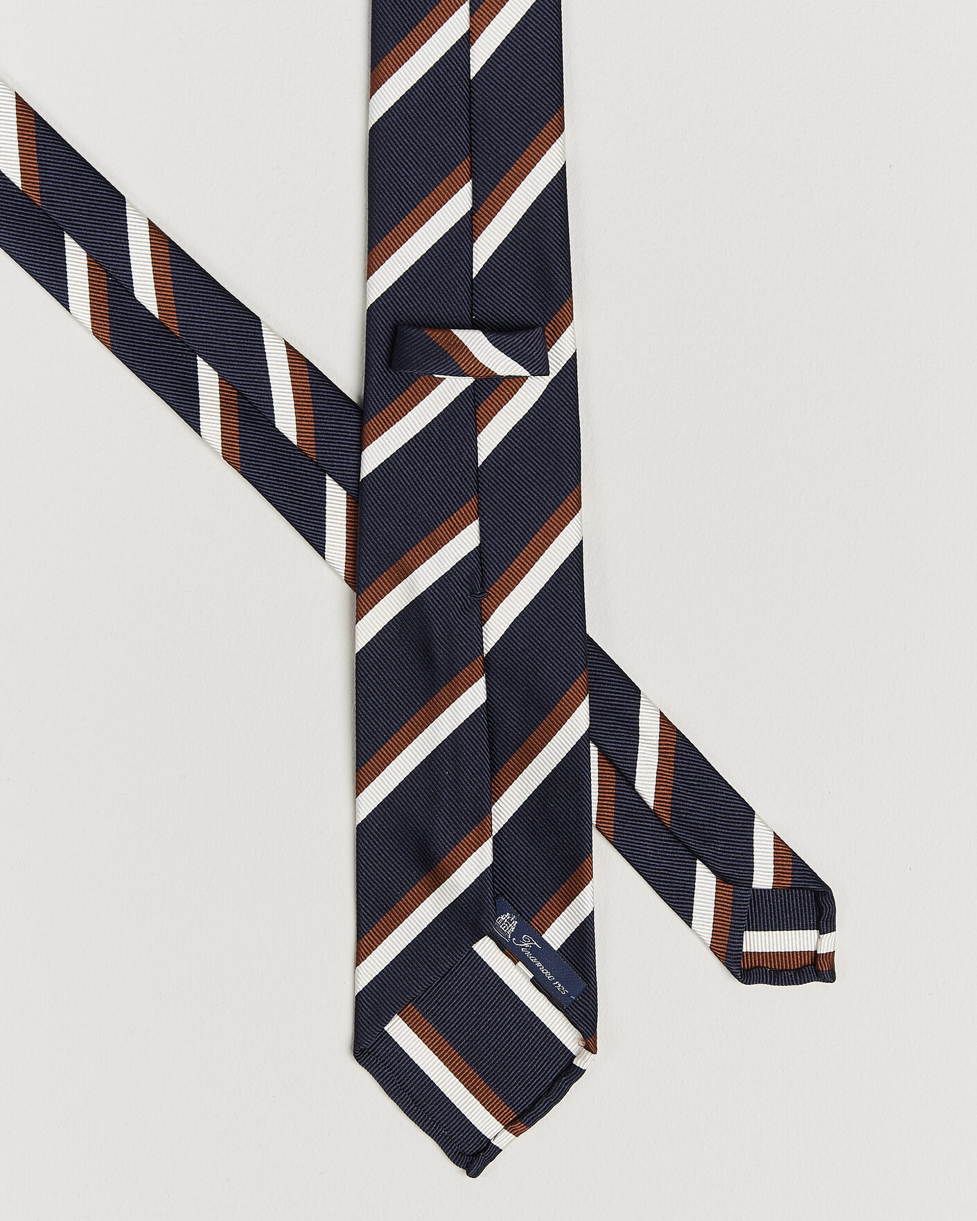 Herren | Krawatten | Finamore Napoli | Regimental Stripe Silk Tie Navy/Brown