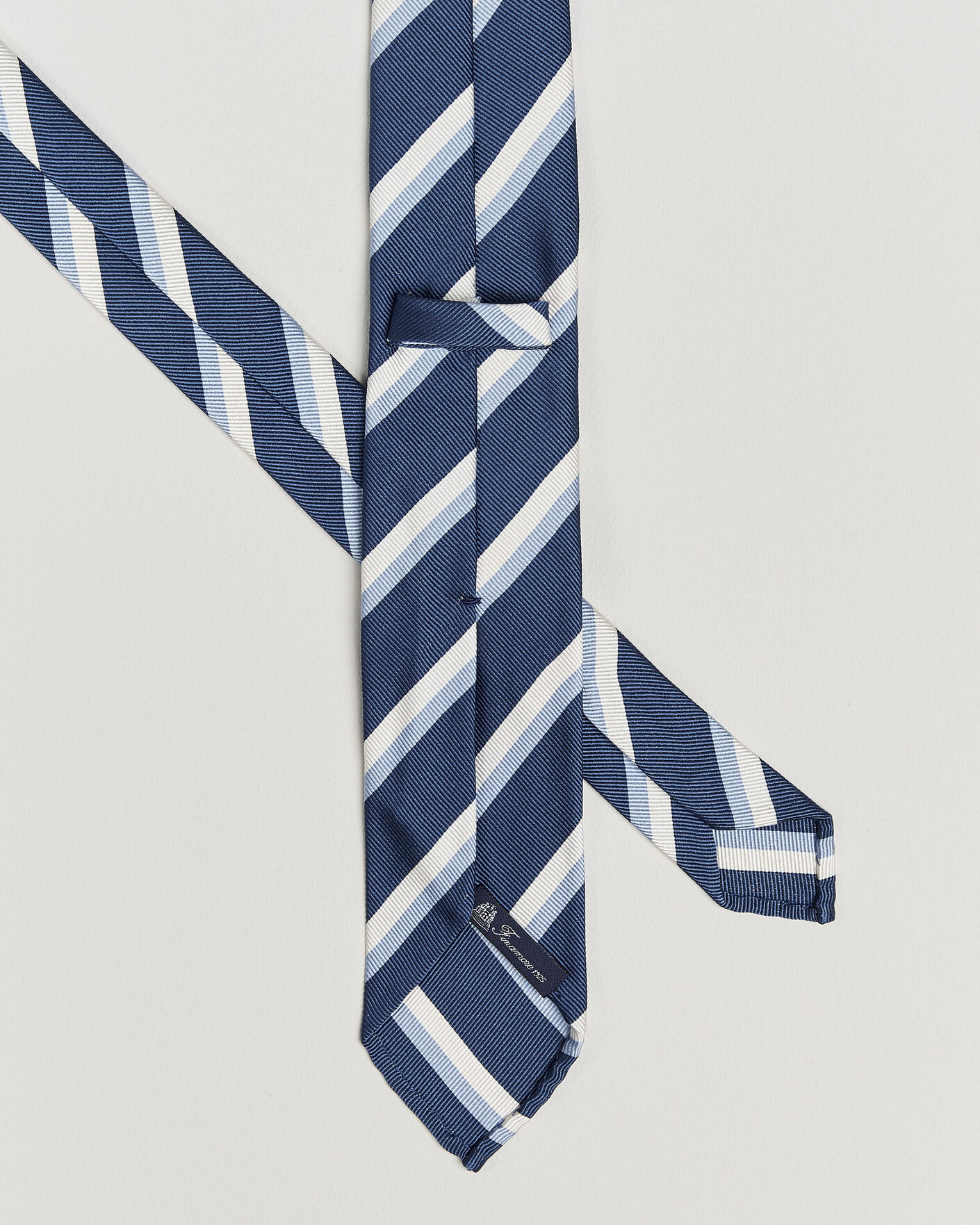 Herren | Krawatten | Finamore Napoli | Regimental Stripe Silk Tie Blue/White