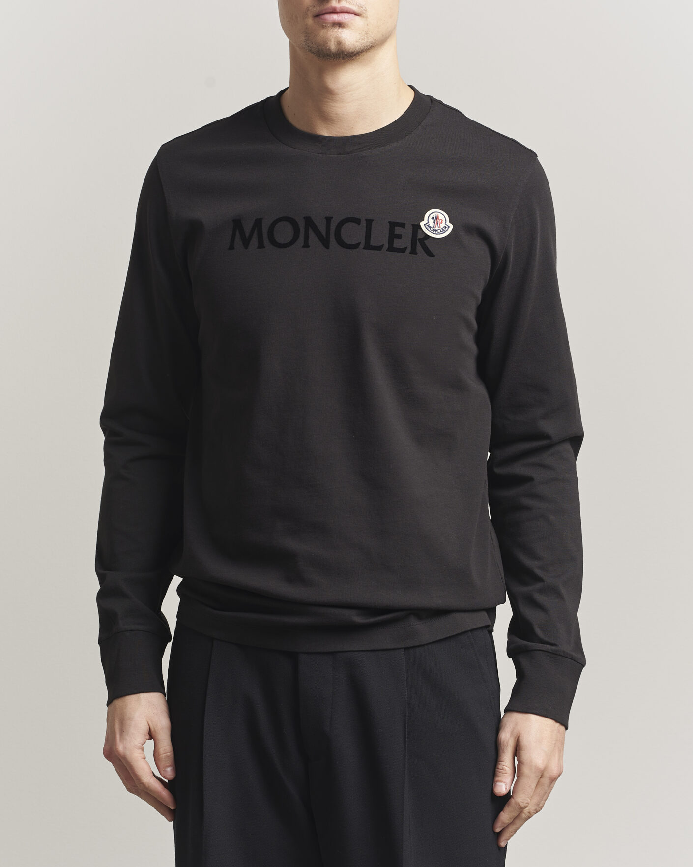 Herren | T-Shirts | Moncler | Lettering Logo Long Sleeve T-Shirt Black