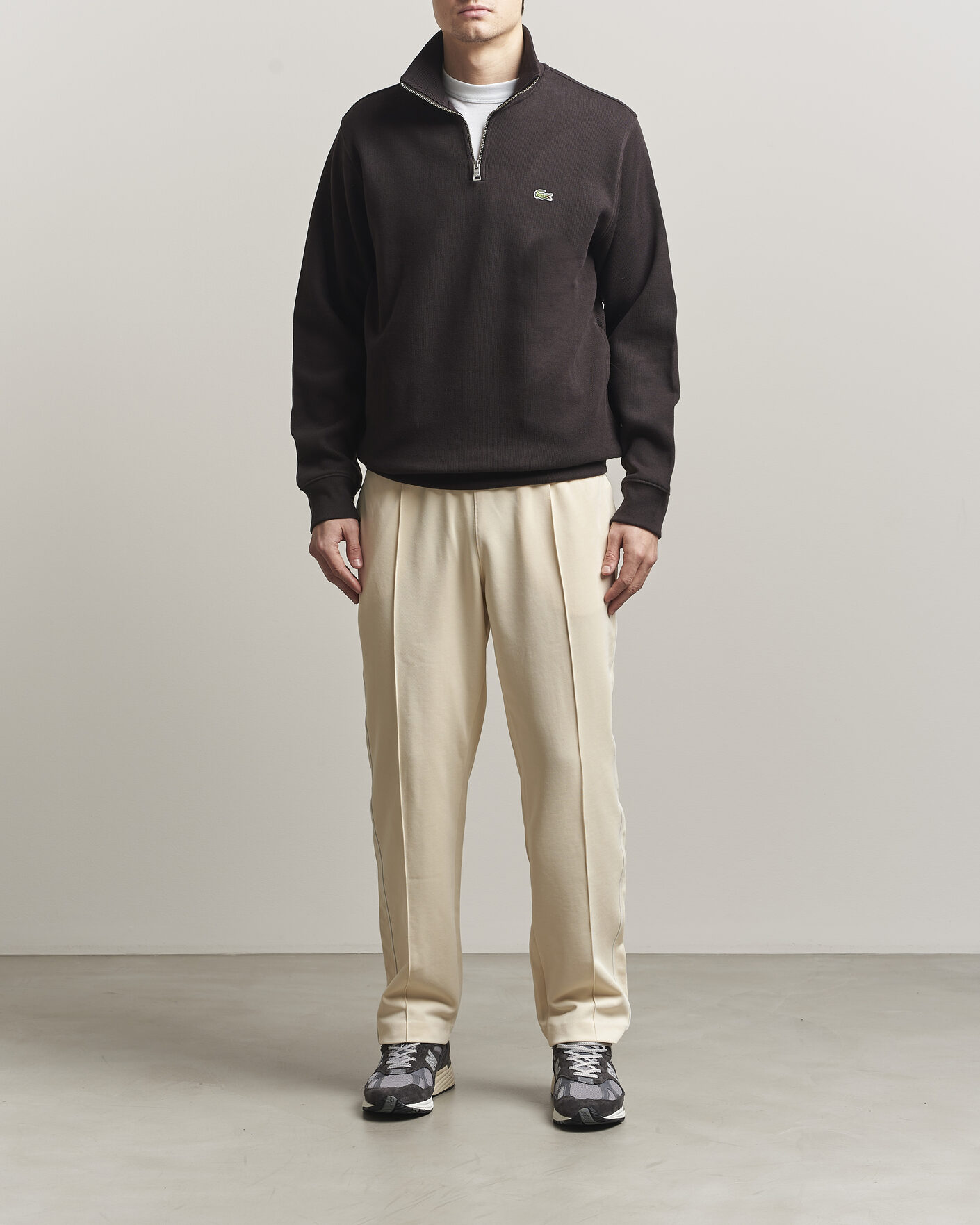 Herren | Pullover | Lacoste | Rib Interlock Half Zip Buffle Brown