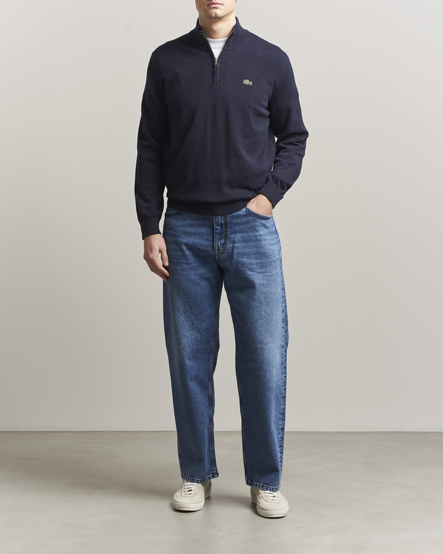 Herren | Pullover | Lacoste | Cotton Knitted Half Zip Navy Blue