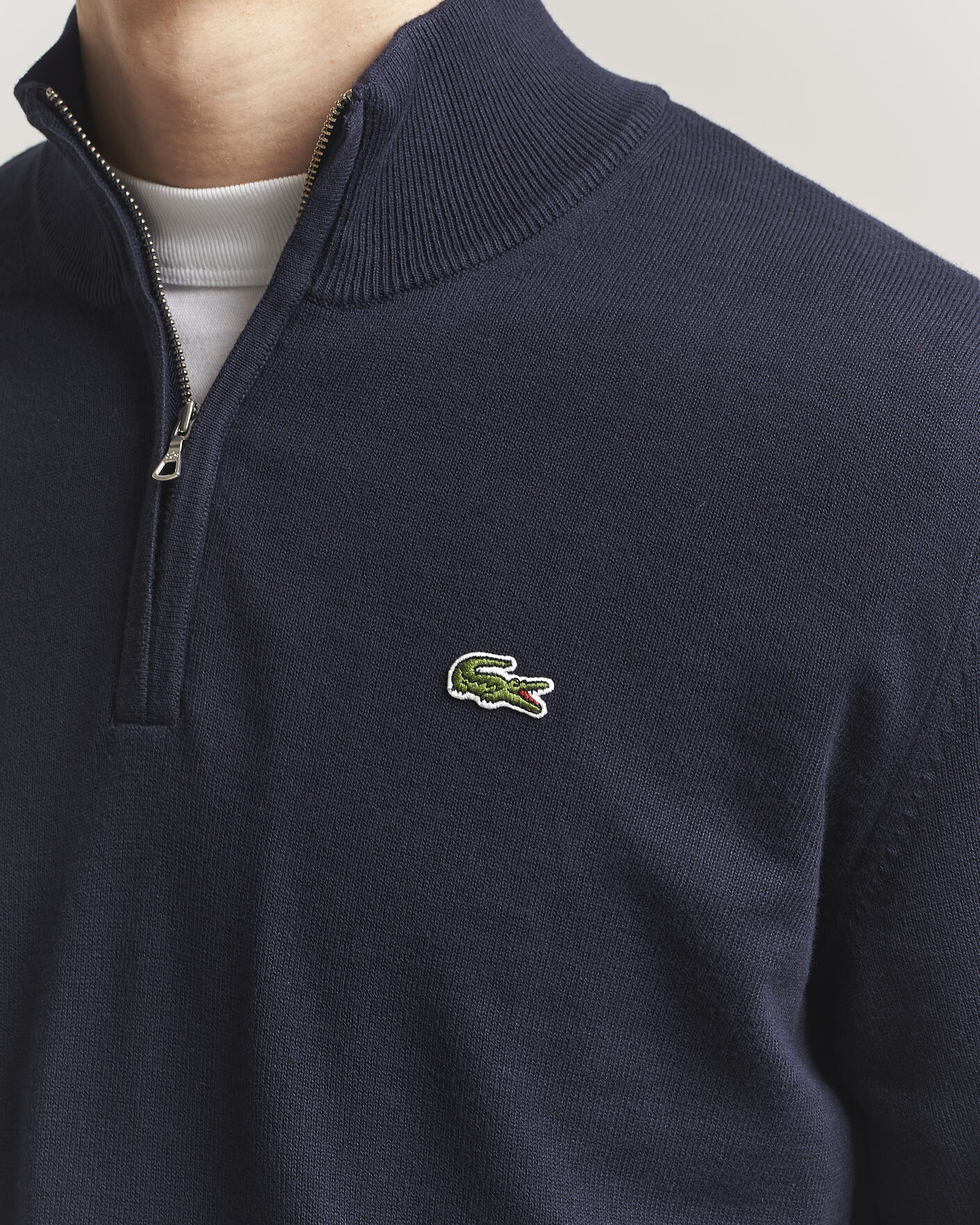 Herren | Pullover | Lacoste | Cotton Knitted Half Zip Navy Blue