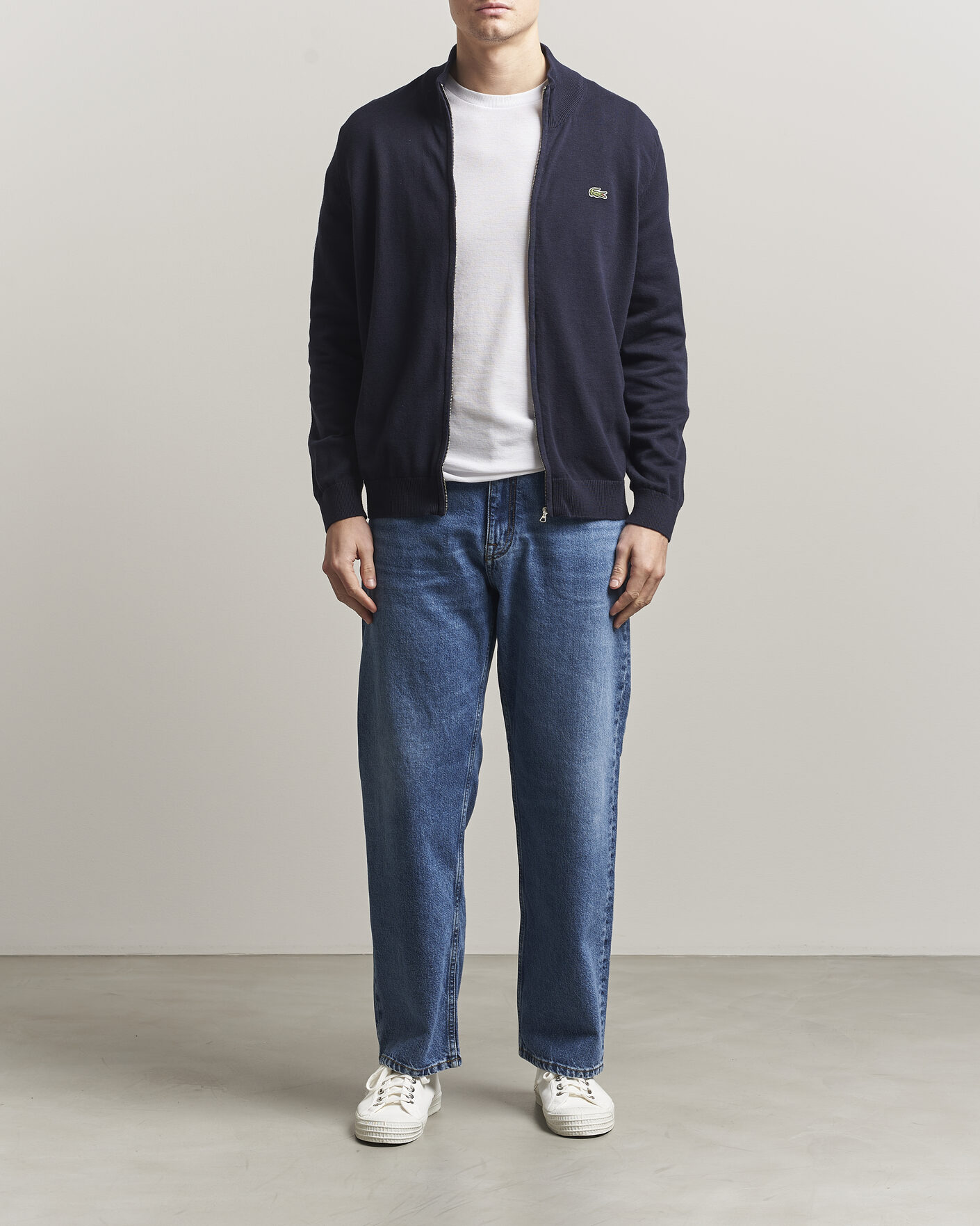 Herren | Pullover | Lacoste | Cotton Knitted Full Zip Navy Blue