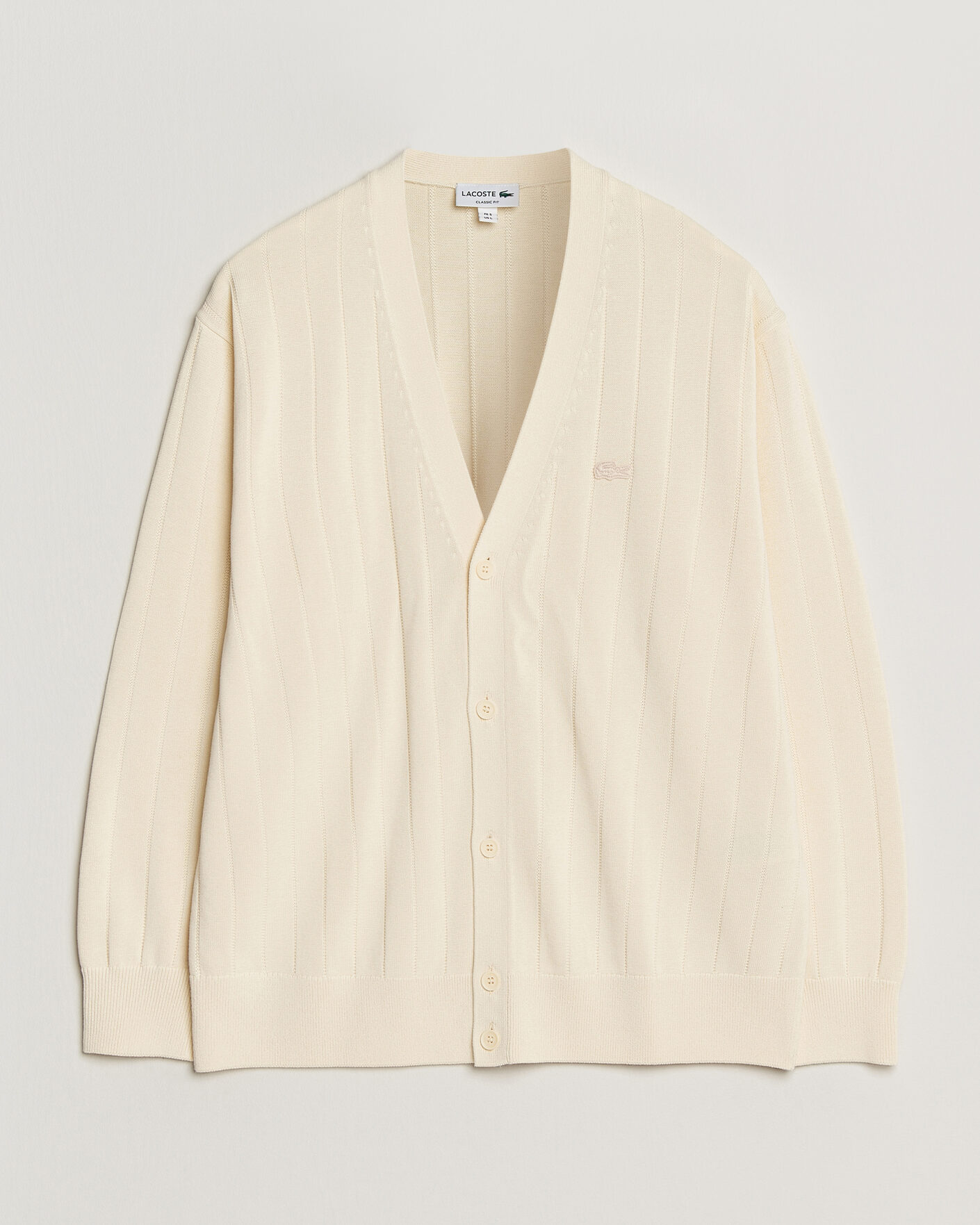 Herren | Pullover | Lacoste | Cotton Structured Knitted Cardigan Naturel Clair