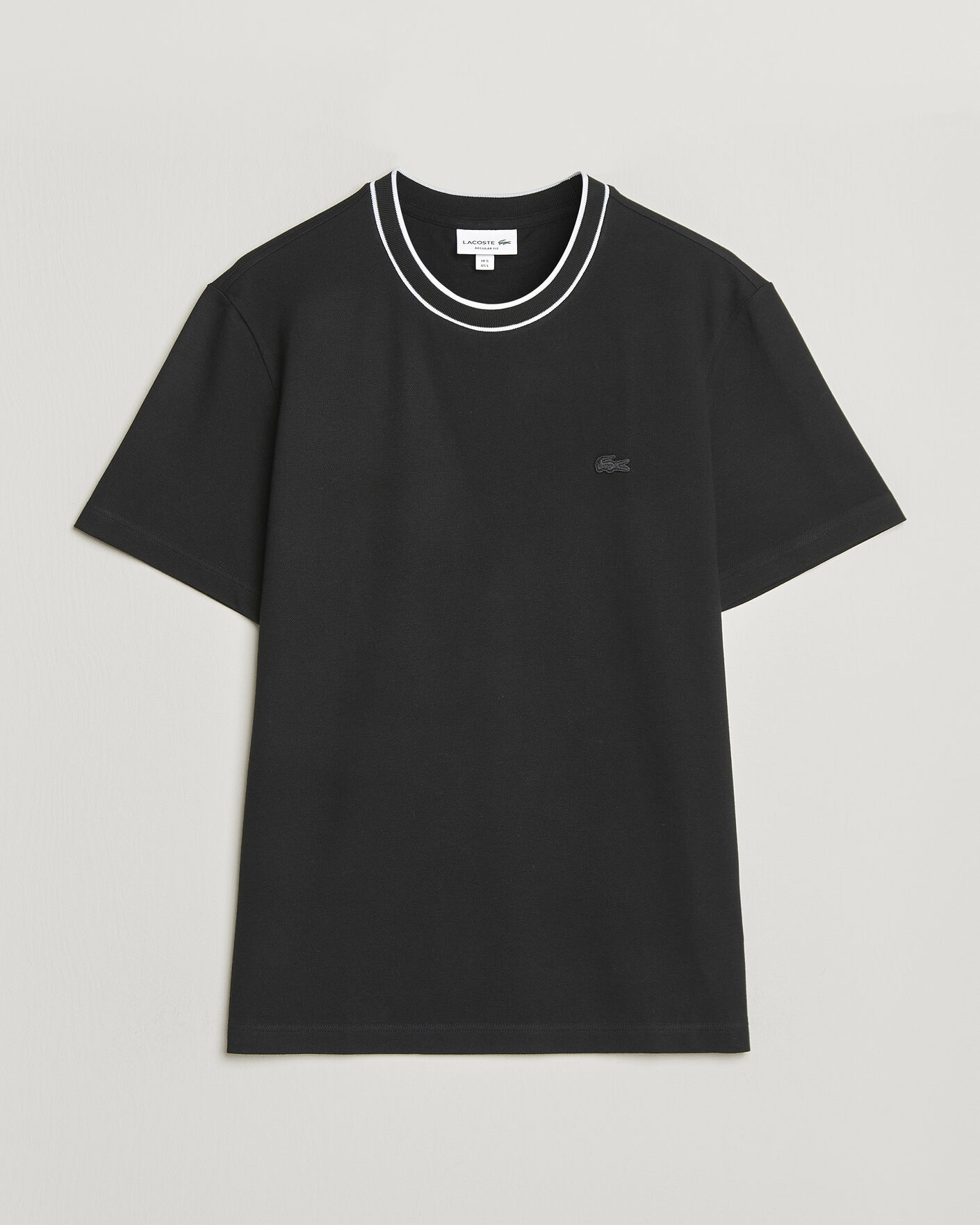 Herren | T-Shirts | Lacoste | Contrast Rib Piqué T-Shirt Black