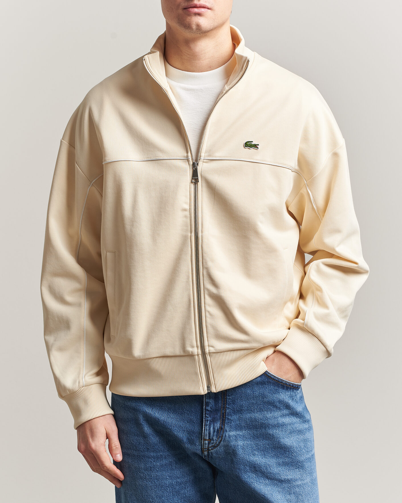 Herren | Pullover | Lacoste | Piqué Track Jacket Naturel Clair