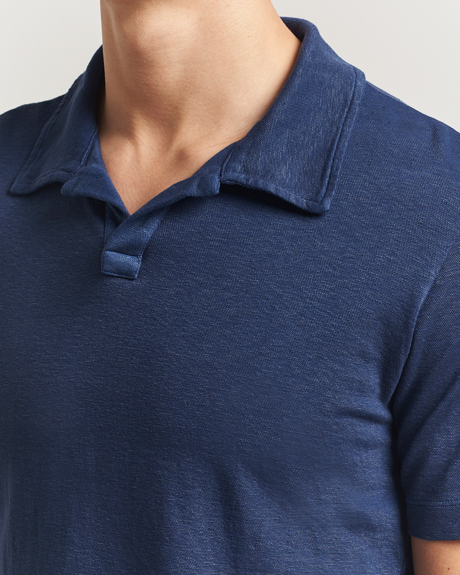 Herren | Poloshirts | Massimo Alba | Aruba Cotton/Linen Polo Midnight Blue