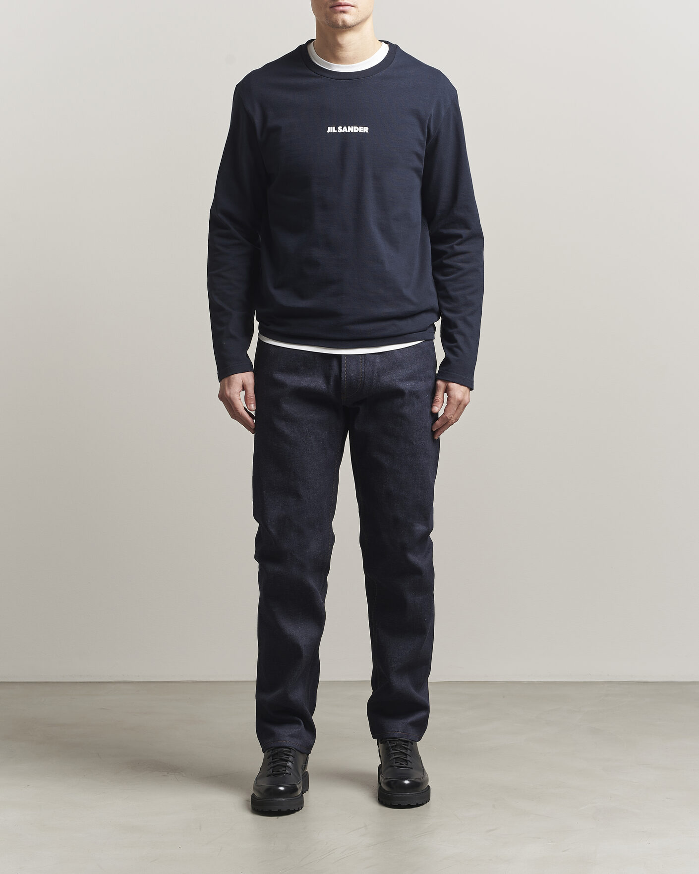 Herren | T-Shirts | Jil Sander | Long Sleeve Logo T-Shirt Navy