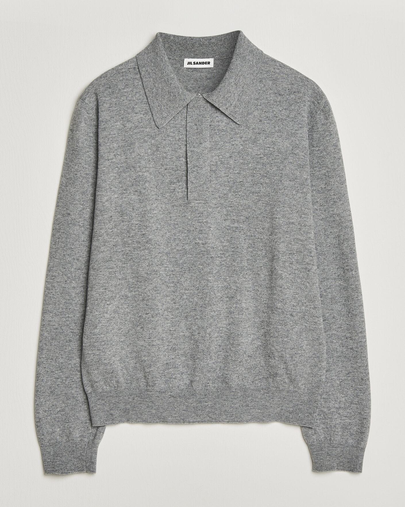 Herren | Pullover | Jil Sander | Long Sleeve Knitted Wool Polo Grey Melange