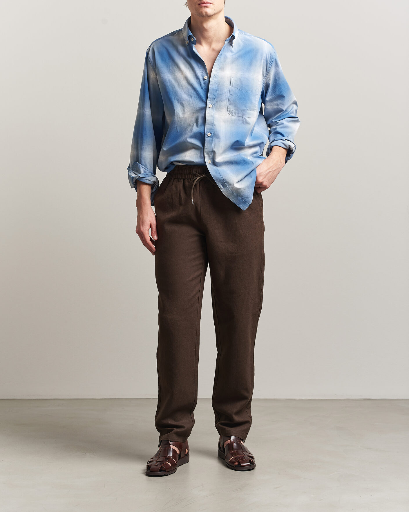 Herren | Hosen | LES DEUX | Patrick Heavy Linen/Cotton Pants Brown