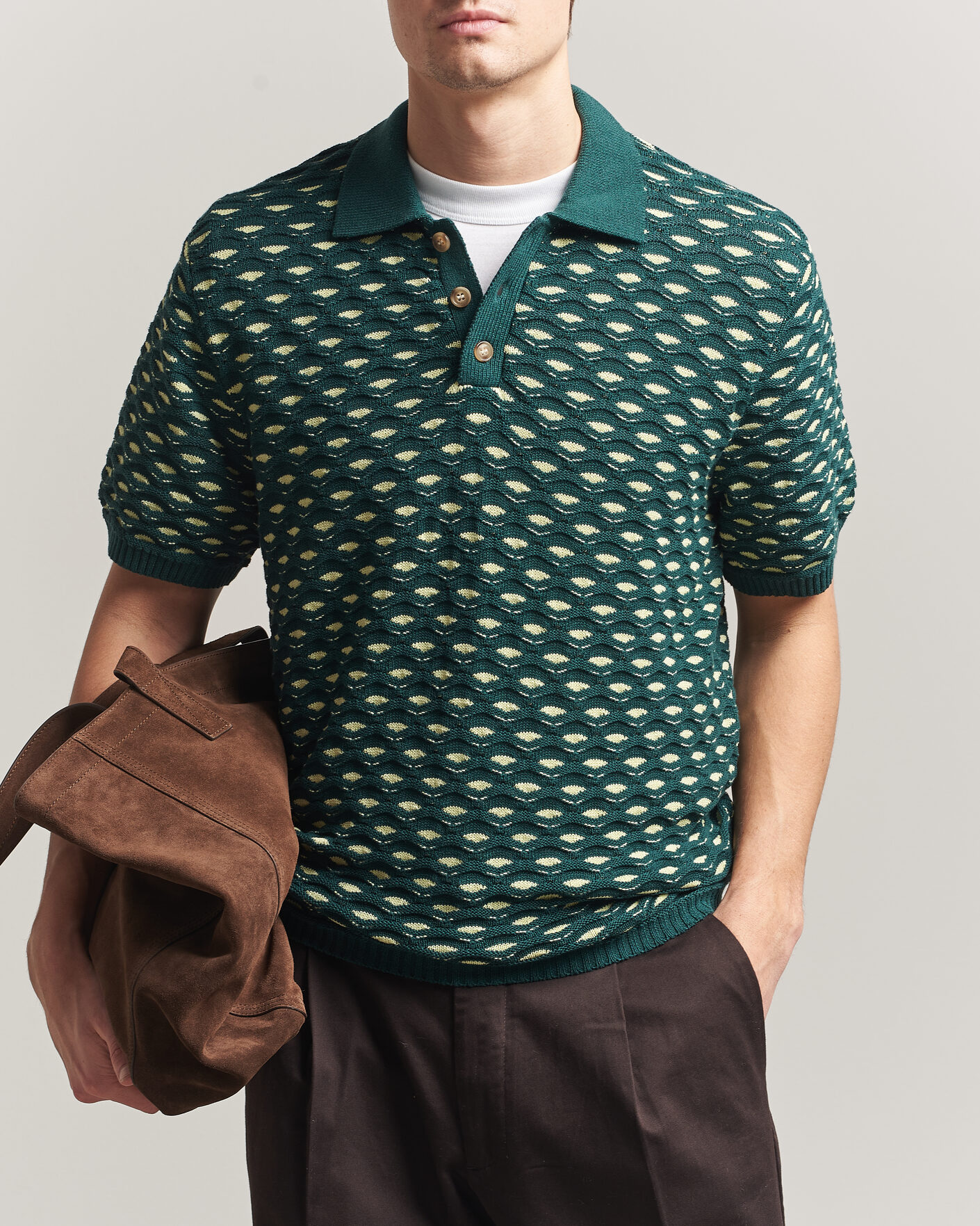 Herren | Poloshirts | LES DEUX | Esmay Shell Knitted Polo Sea Moss Green