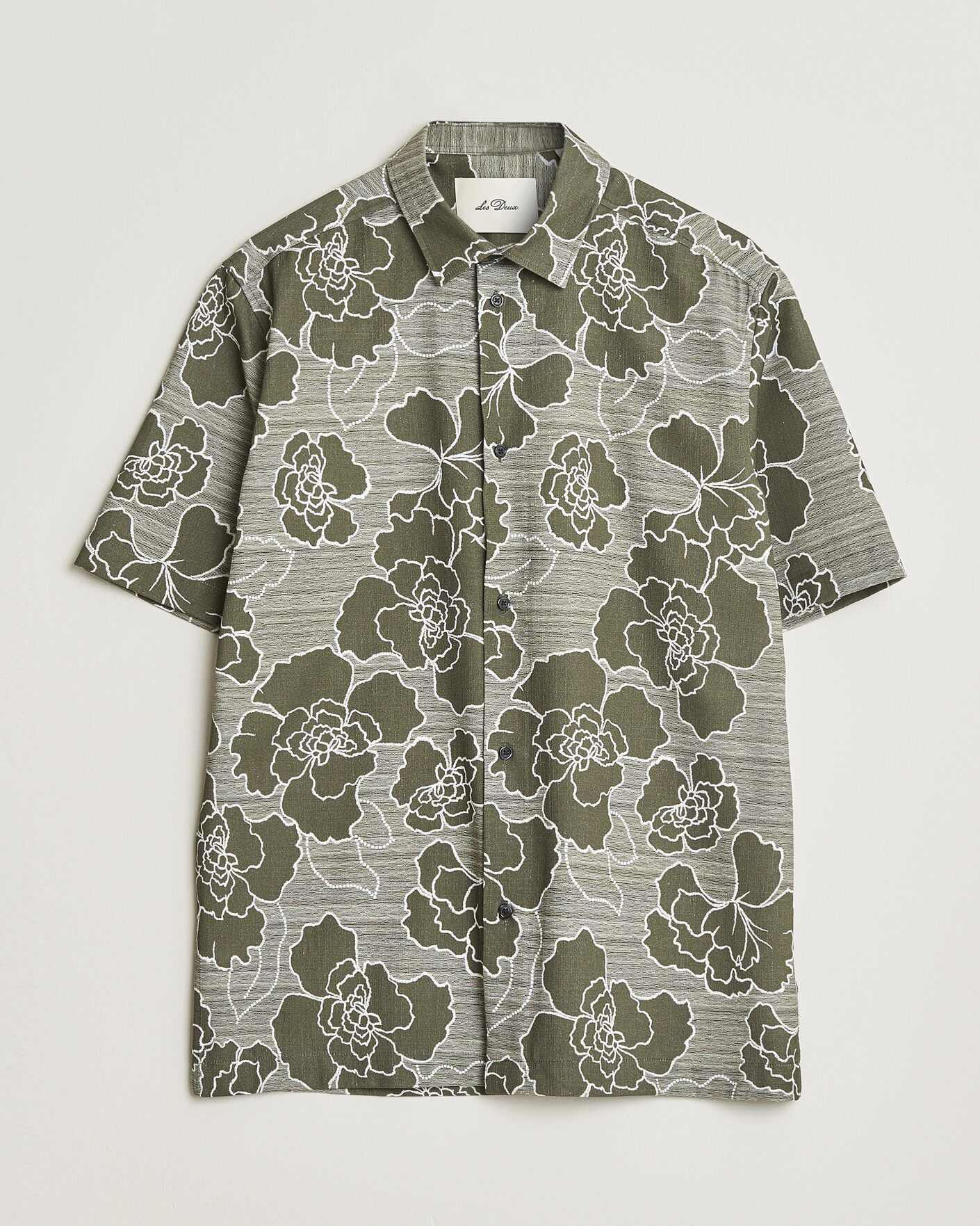 Herren | Hemden | LES DEUX | Charlie Poppy AOP Short Sleeve Shirt Olive Night